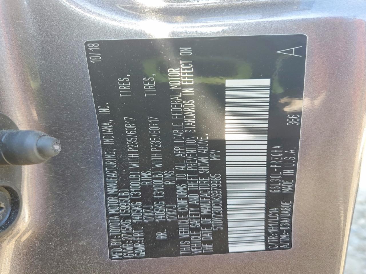 2019 Toyota Sienna Xle 8-passenger Gray vin: 5TDYZ3DC0KS979985