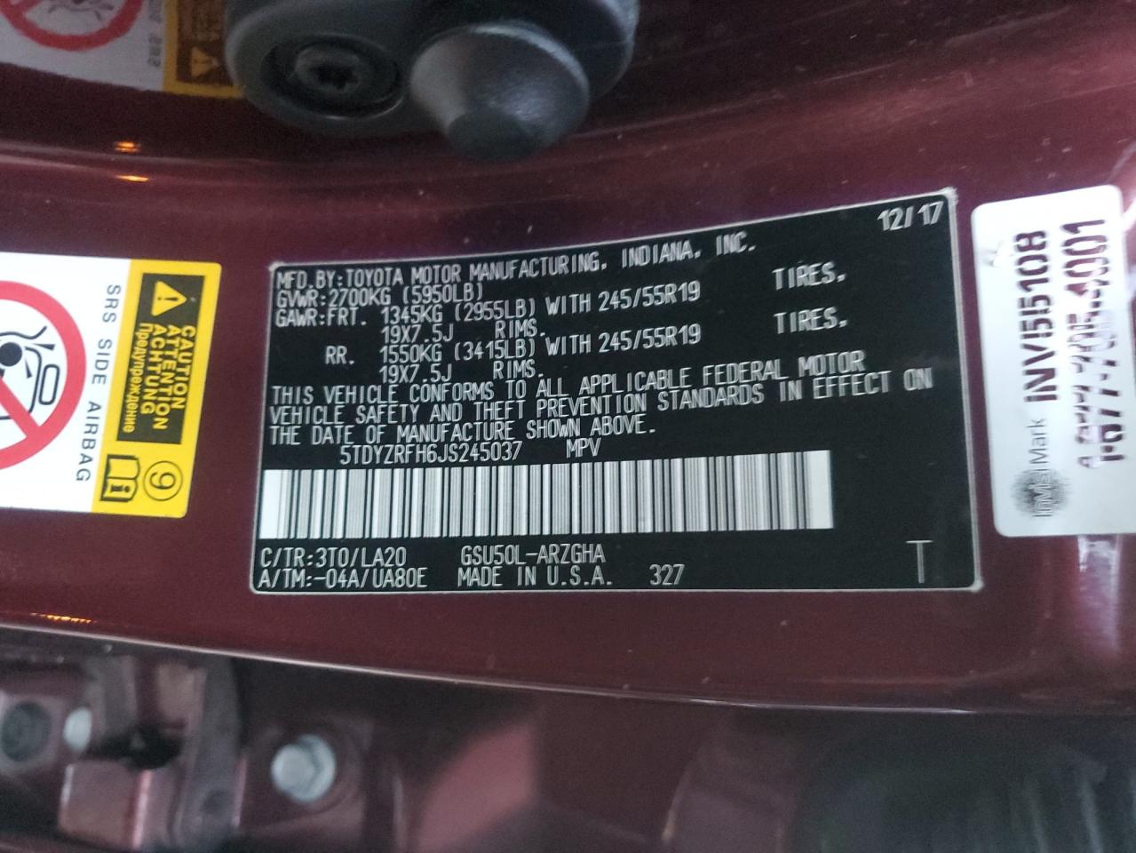 2018 Toyota Highlander Limited Maroon vin: 5TDYZRFH6JS245037