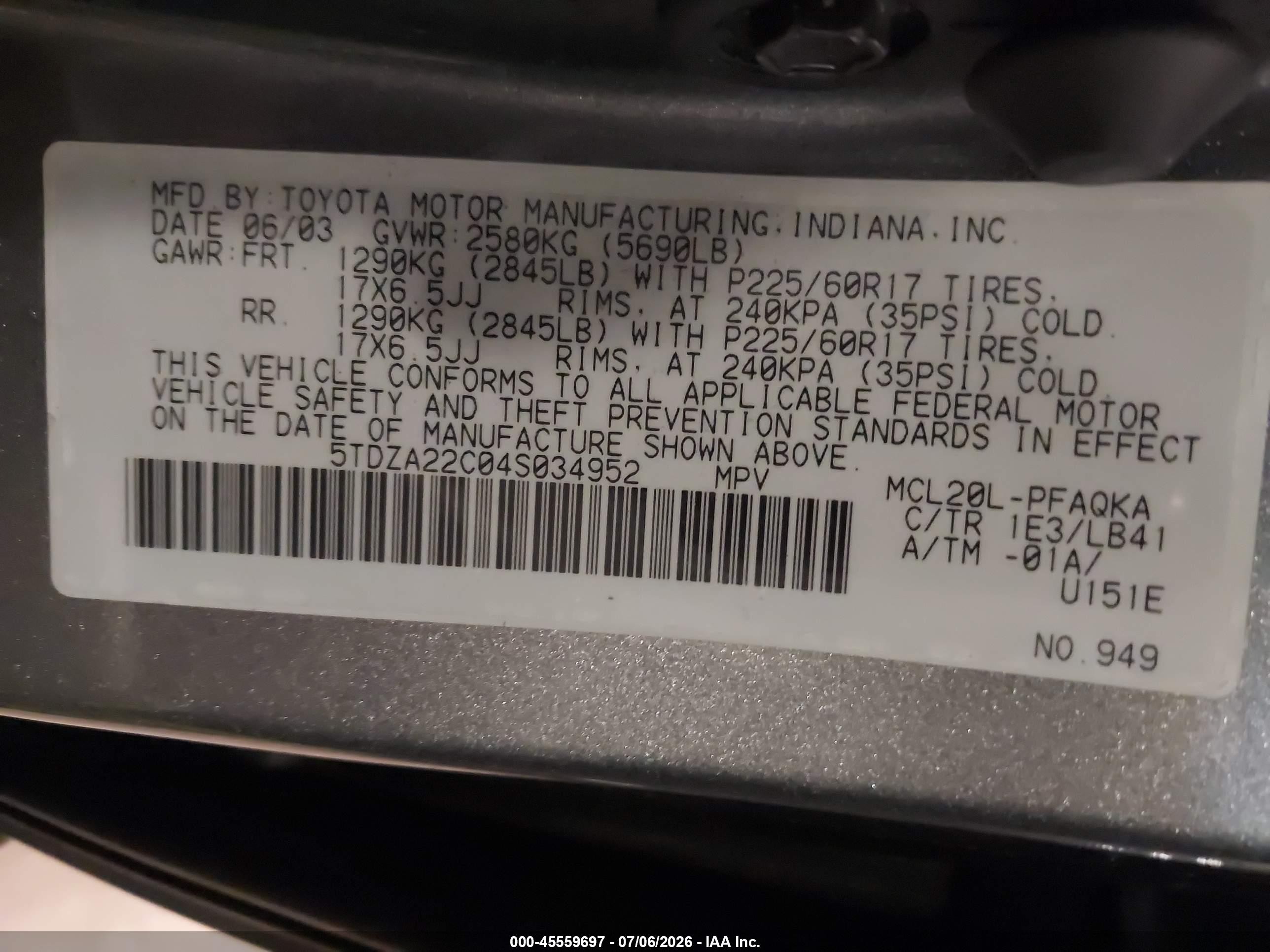 2004 Toyota Sienna Xle Limited Gray vin: 5TDZA22C04S034952