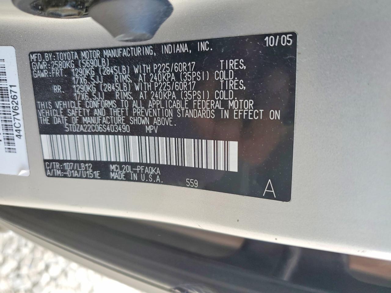 2006 Toyota Sienna Xle Limited 7 Passenger Silver vin: 5TDZA22C06S403490
