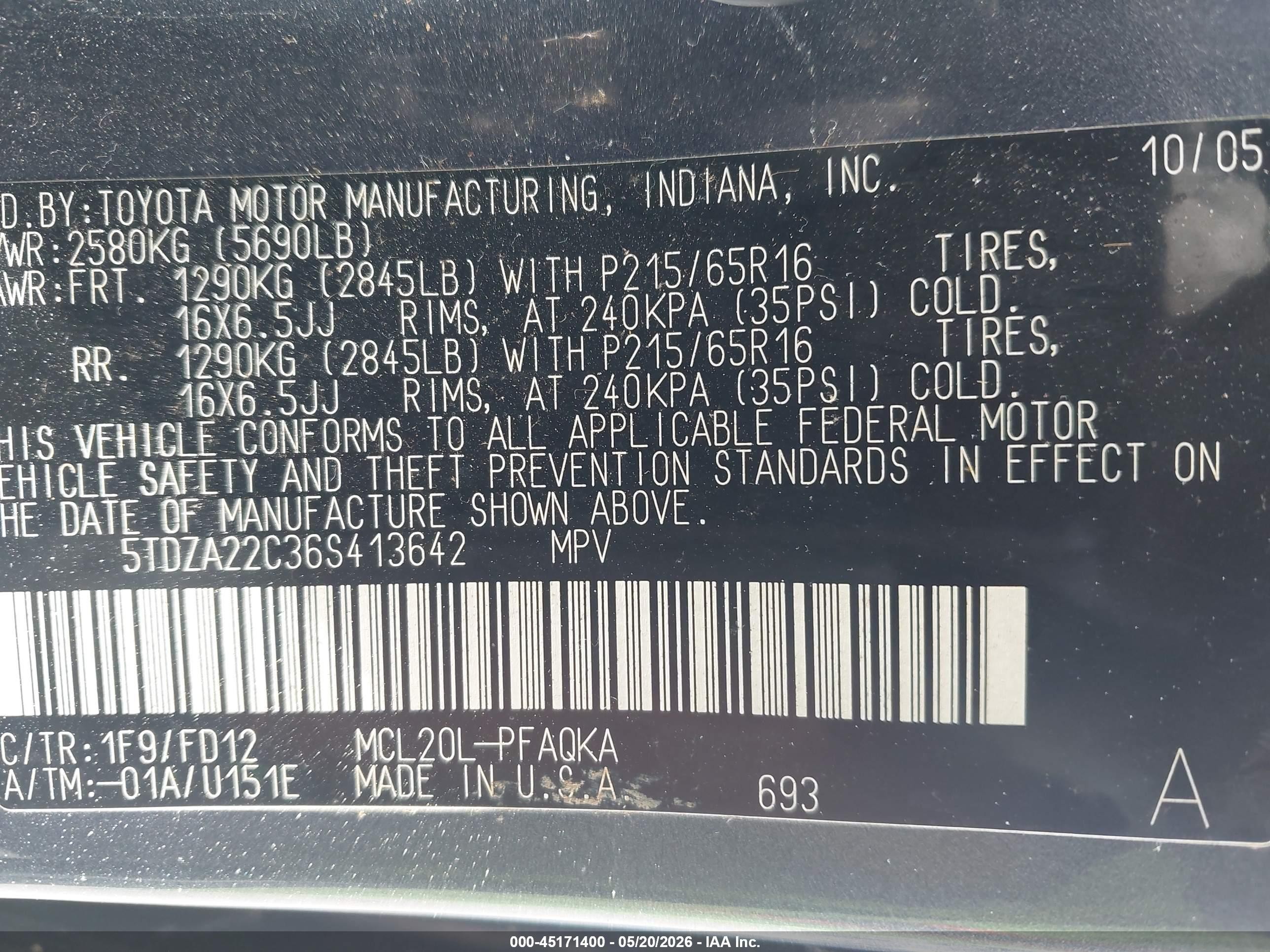 2006 Toyota Sienna Xle Gray vin: 5TDZA22C36S413642