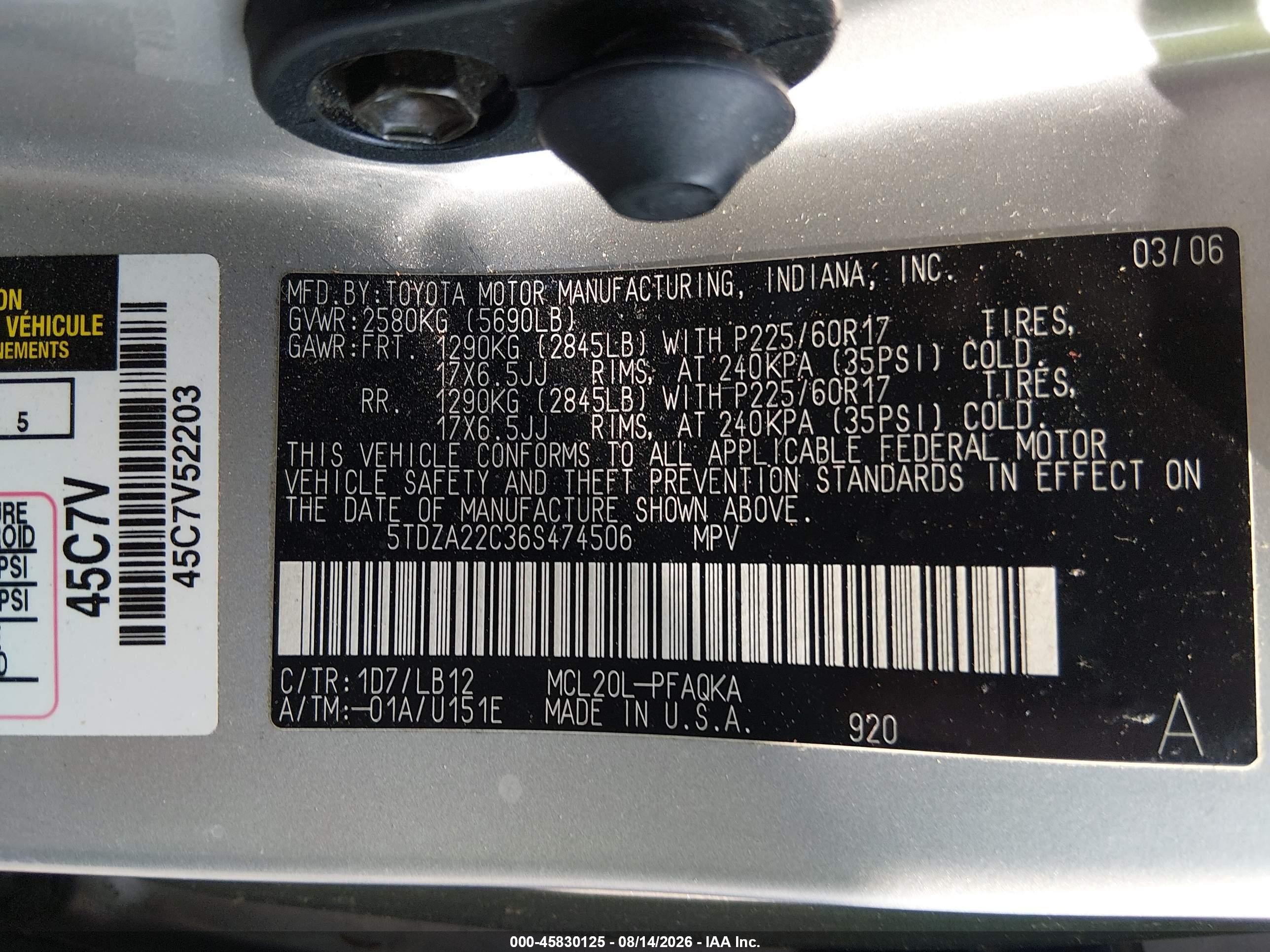 2006 Toyota Sienna Xle/xle Limited Gray vin: 5TDZA22C36S474506