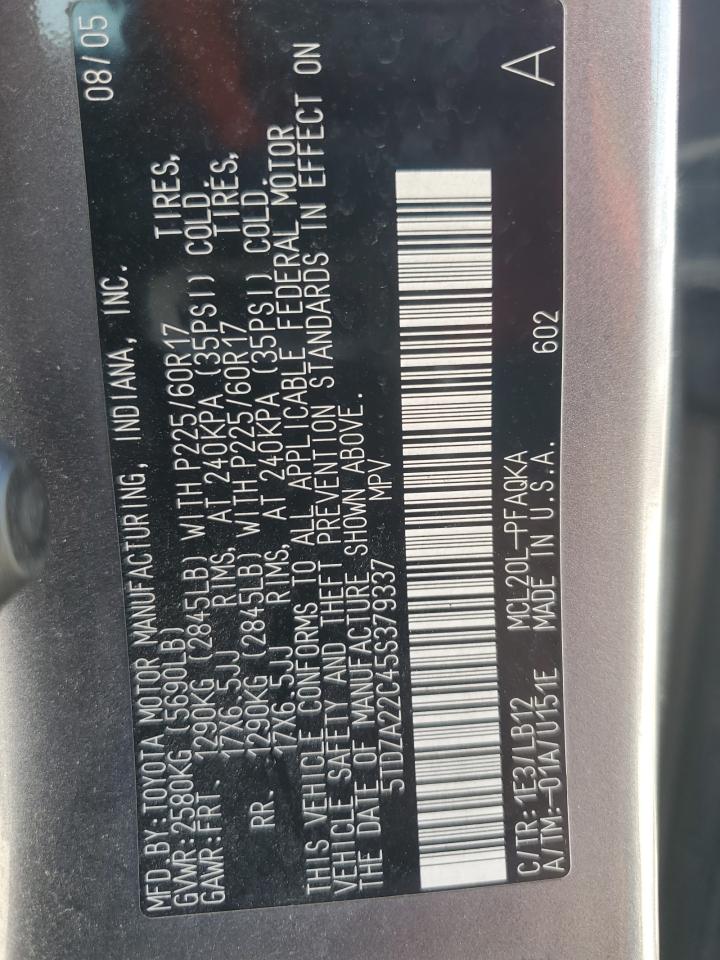 2005 Toyota Sienna Xle Серый vin: 5TDZA22C45S379337