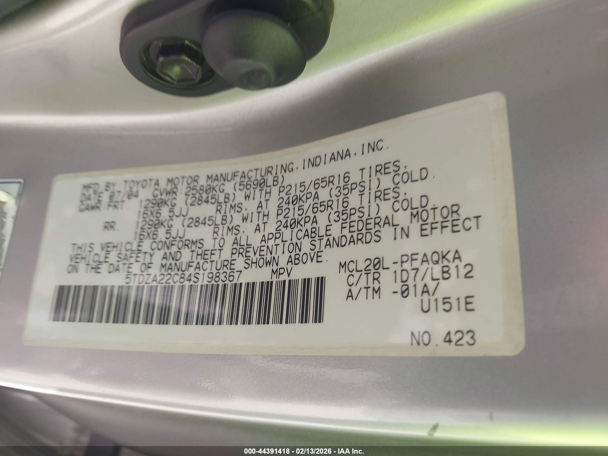 2004 Toyota Sienna Xle Gray vin: 5TDZA22C84S198367