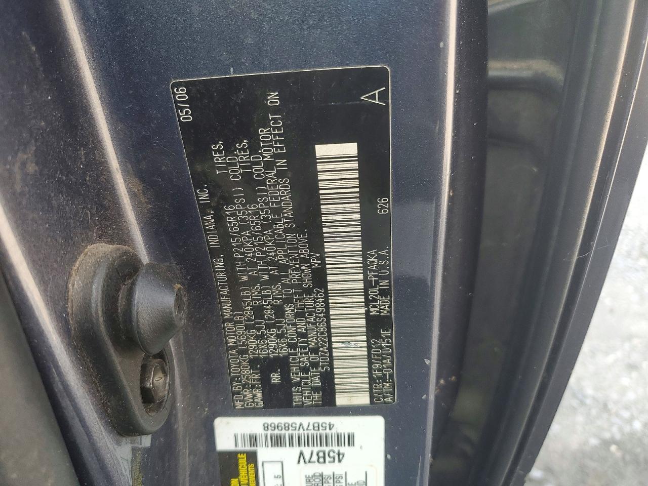 2006 Toyota Sienna Xle 7 Passenger Синий vin: 5TDZA22C86S498462