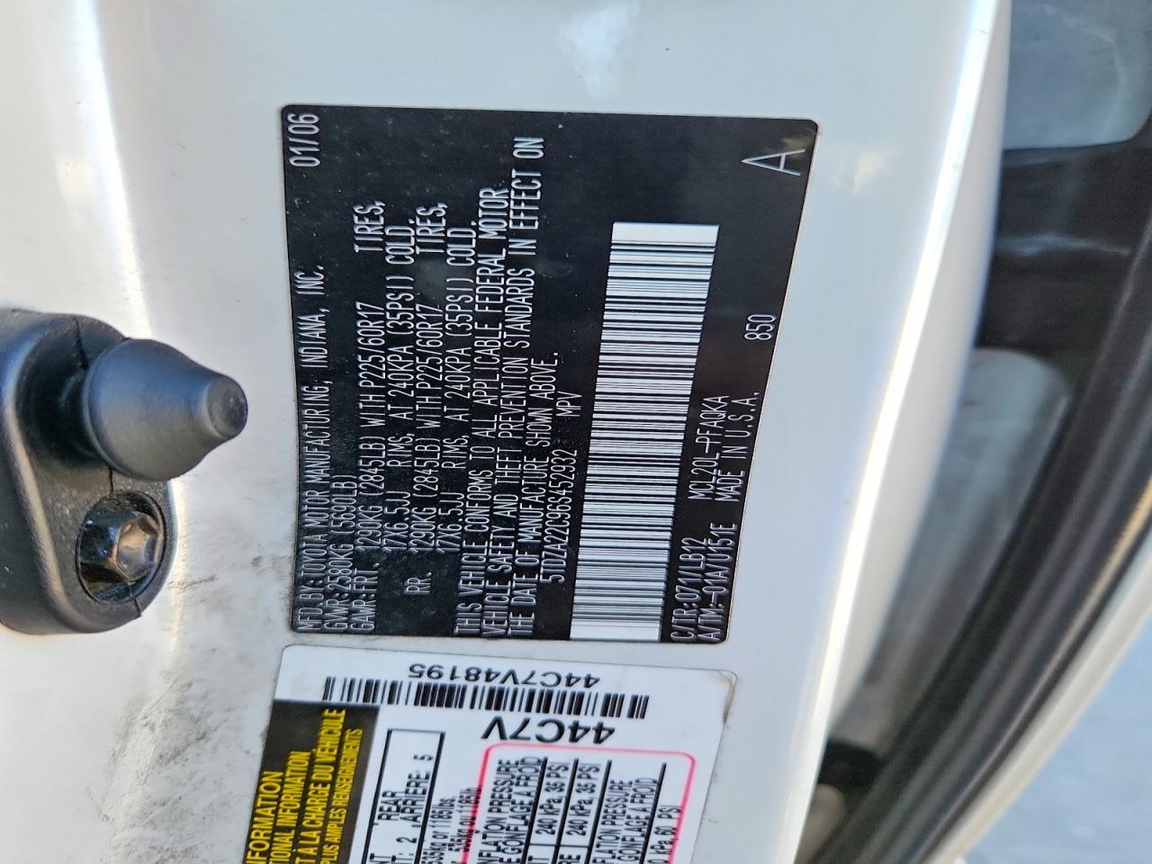 2006 Toyota Sienna Xle 7 Passenger White vin: 5TDZA22C96S452932