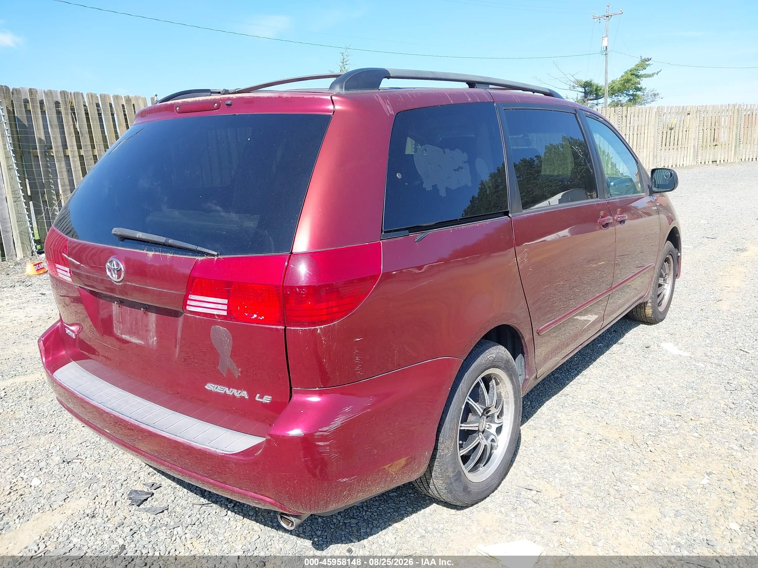 2004 Toyota Sienna Le Maroon vin: 5TDZA23C04S087231