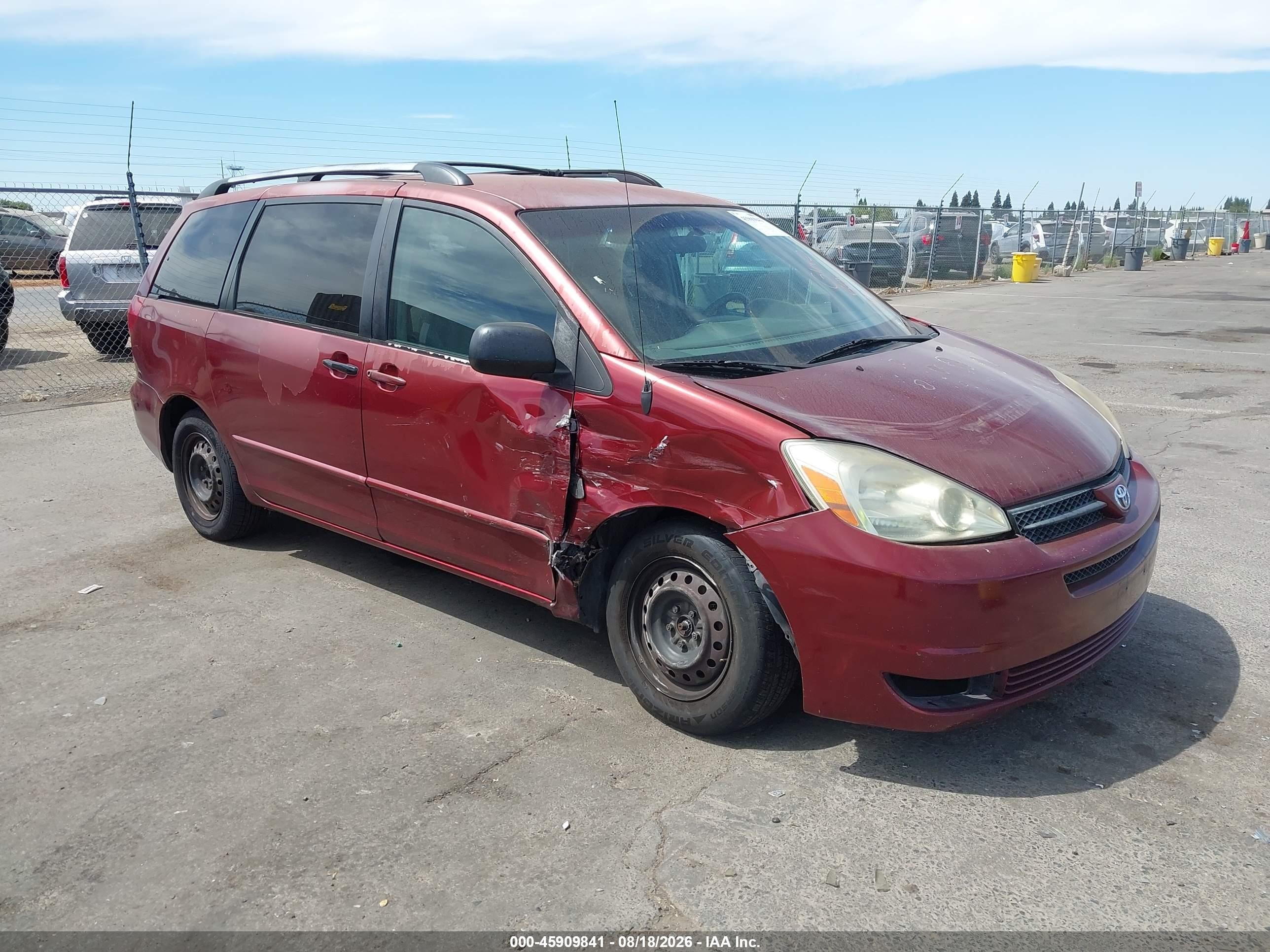2005 Toyota Sienna Le Burgundy vin: 5TDZA23C05S264359