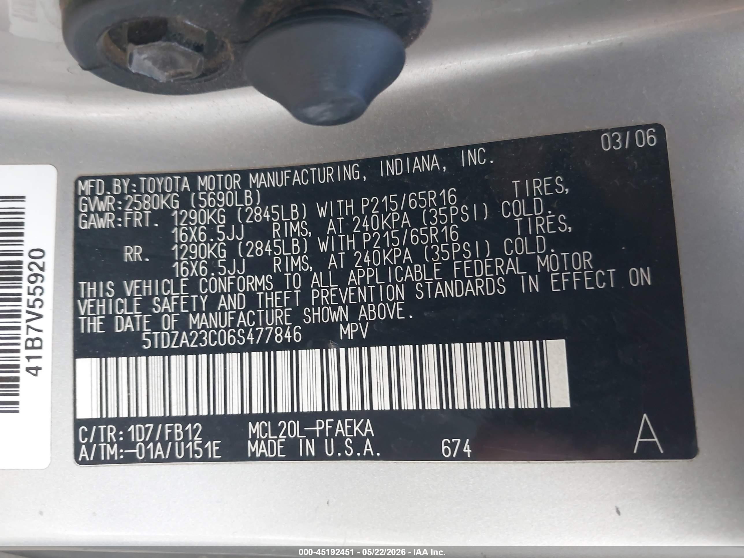 2006 Toyota Sienna Ce Silver vin: 5TDZA23C06S477846