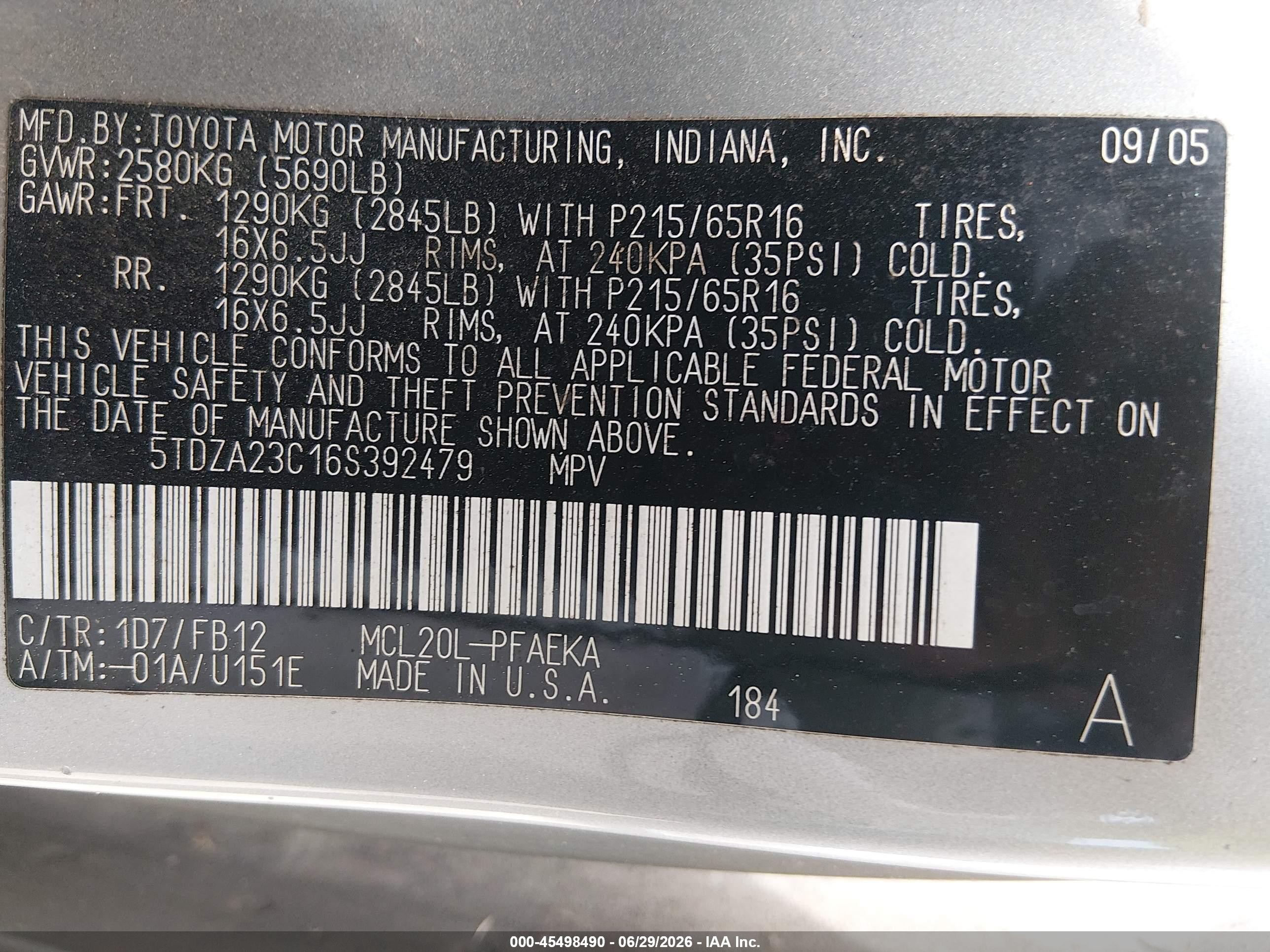 2006 Toyota Sienna Ce Бежевый vin: 5TDZA23C16S392479