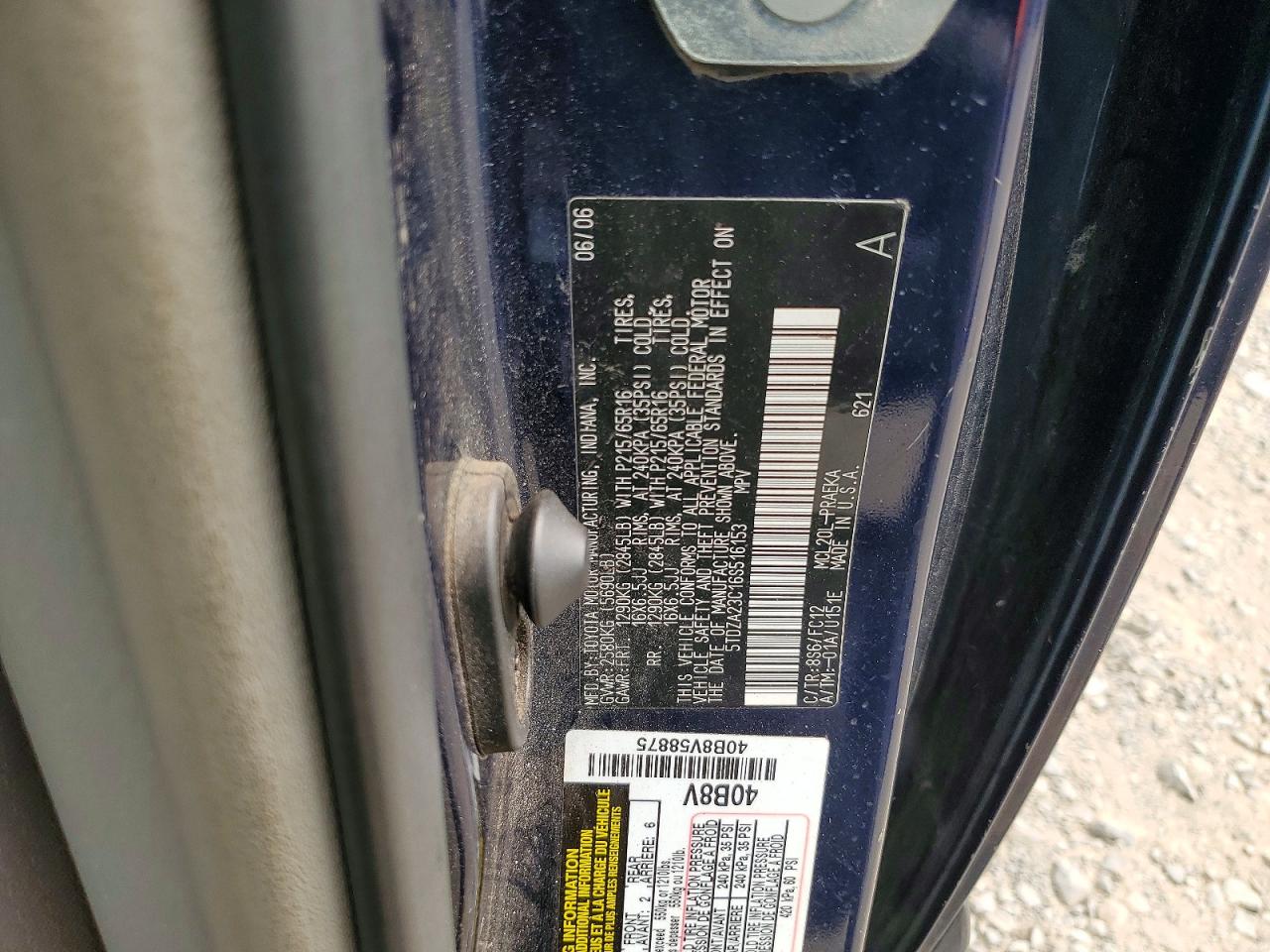 2006 Toyota Sienna Le 8 Passenger Синий vin: 5TDZA23C16S516153