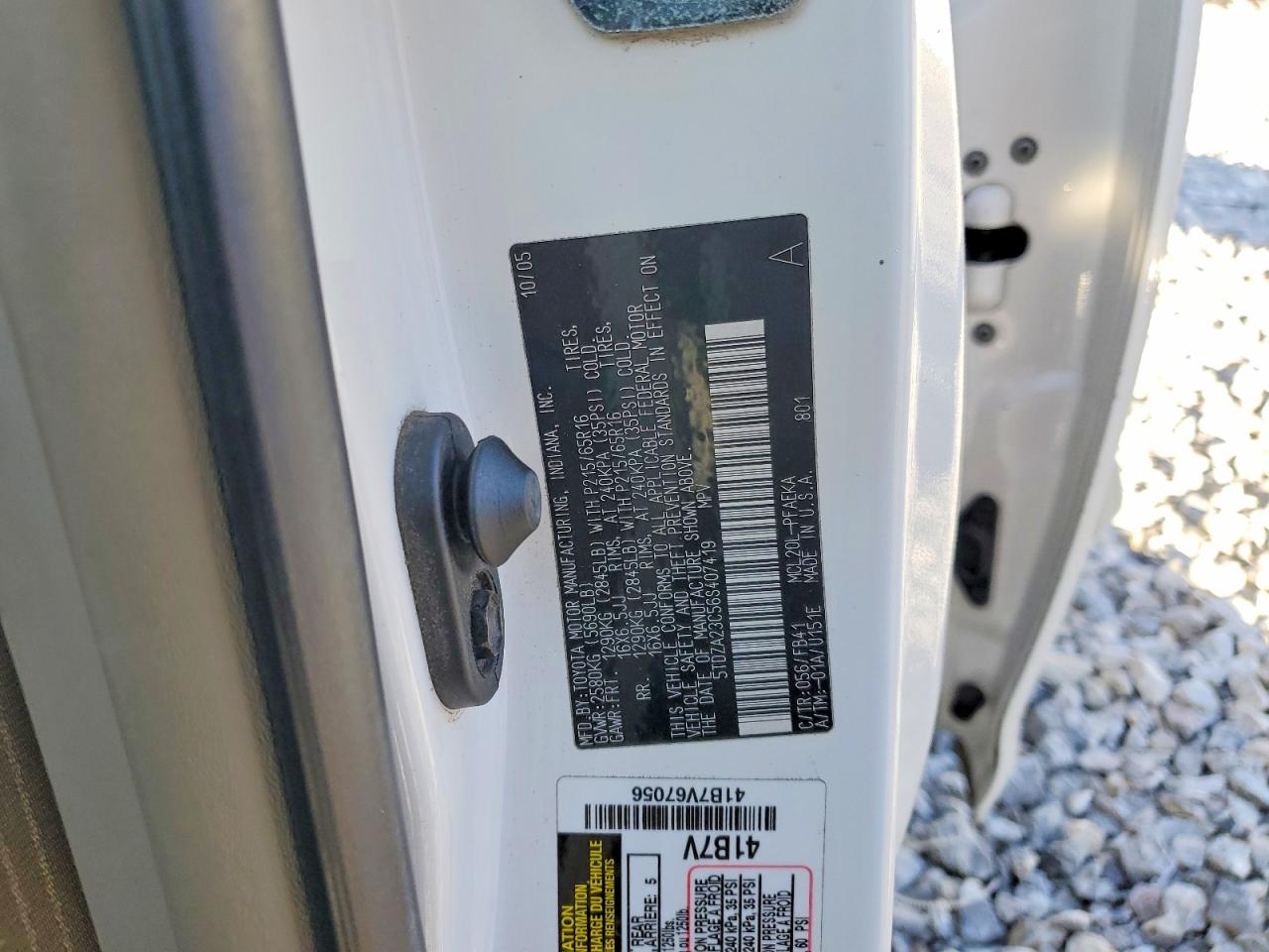 2006 Toyota Sienna Ce 7 Passenger White vin: 5TDZA23C56S407419