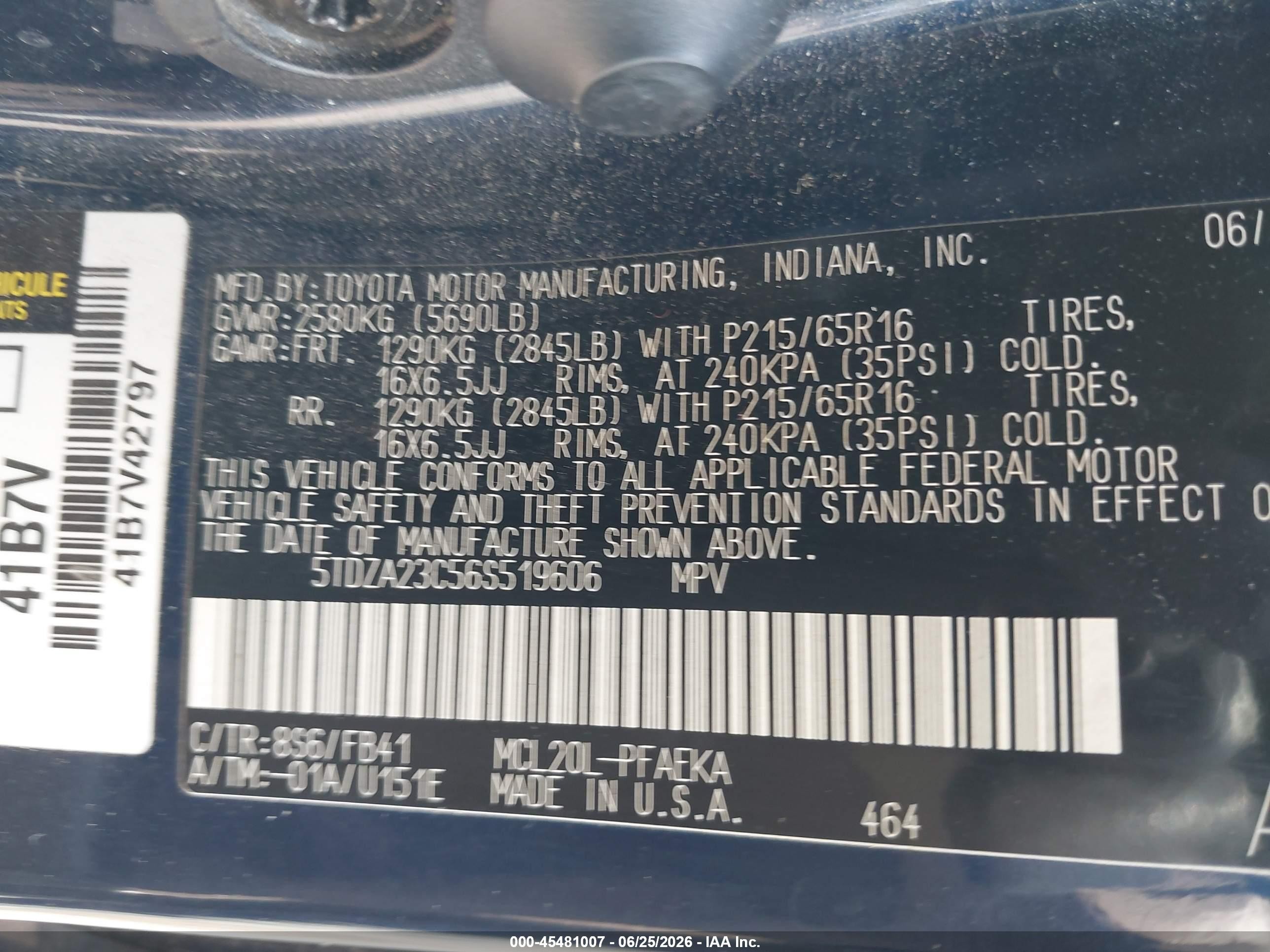 2006 Toyota Sienna Ce Blue vin: 5TDZA23C56S519606