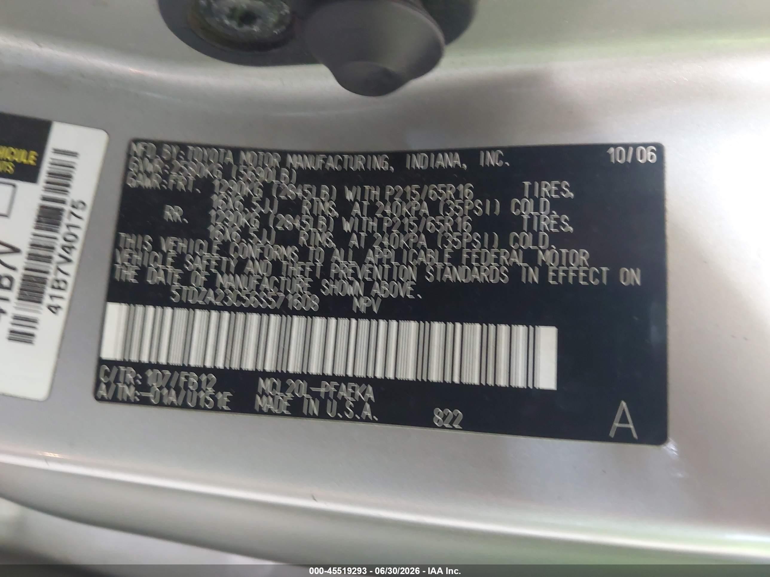 2006 Toyota Sienna Ce Gray vin: 5TDZA23C56S571608