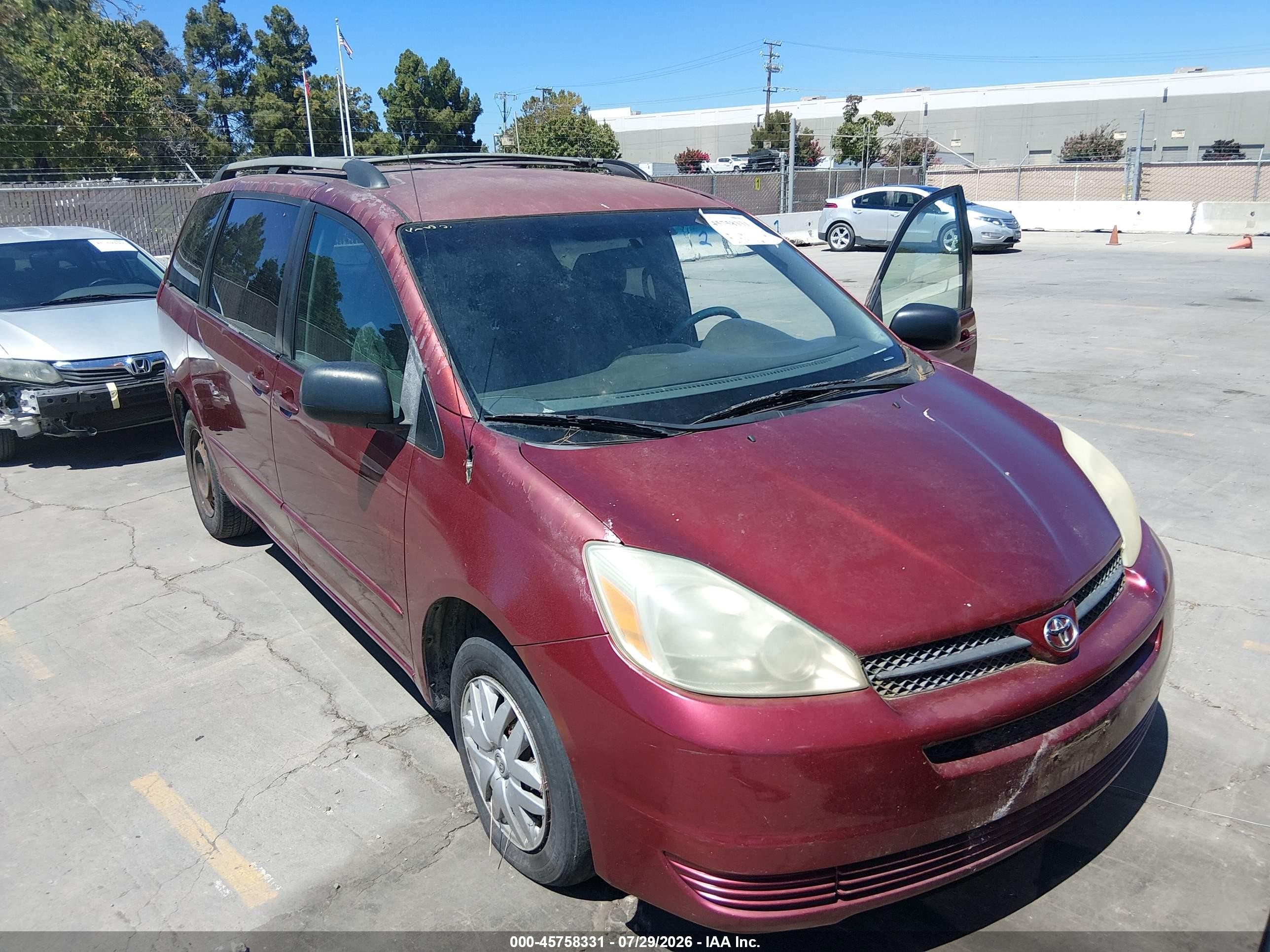 2005 Toyota Sienna Le Бордовый vin: 5TDZA23C65S327156