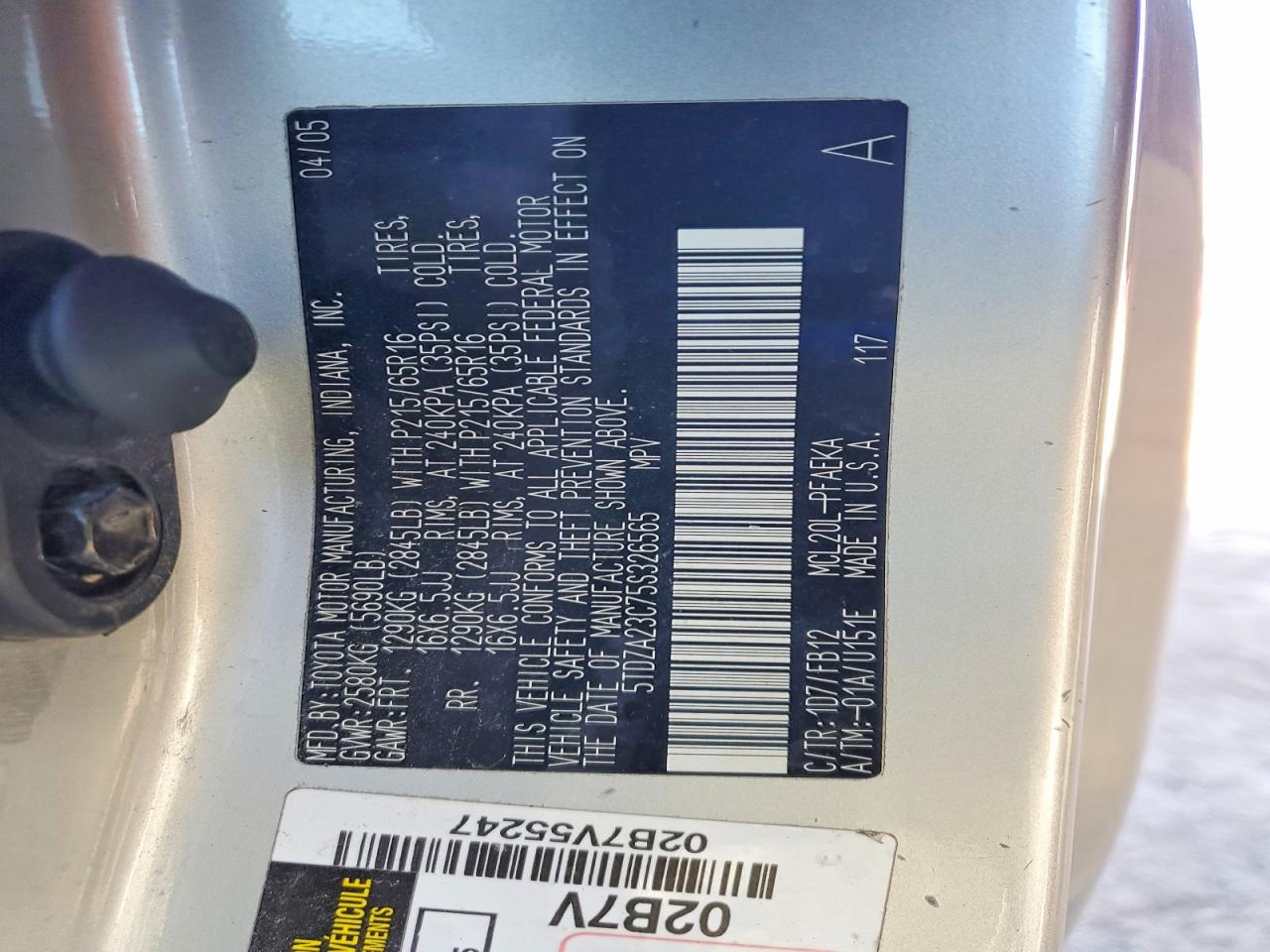 2005 Toyota Sienna Le Silver vin: 5TDZA23C75S326565