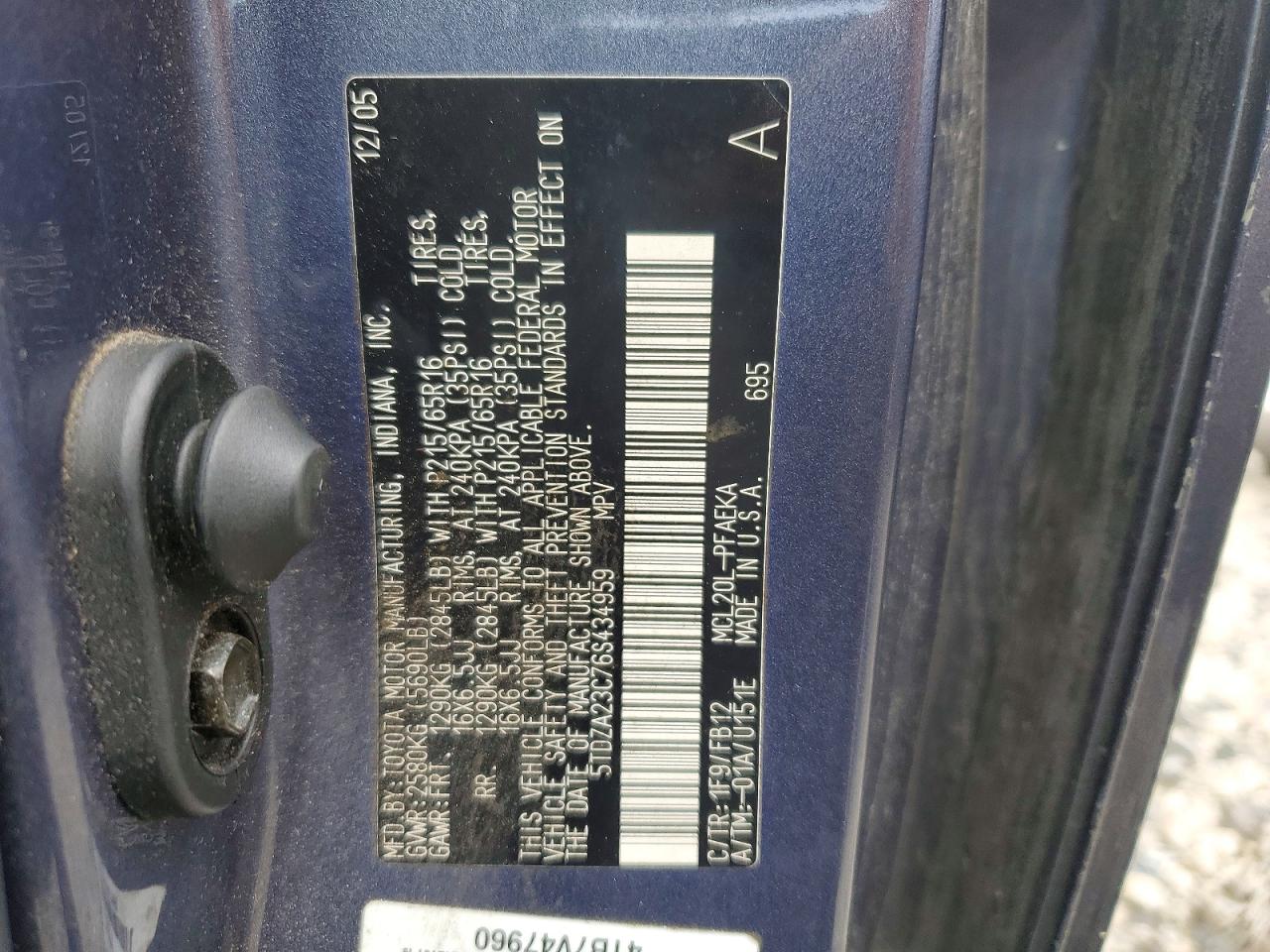 2006 Toyota Sienna Ce 7 Passenger Синий vin: 5TDZA23C76S434959