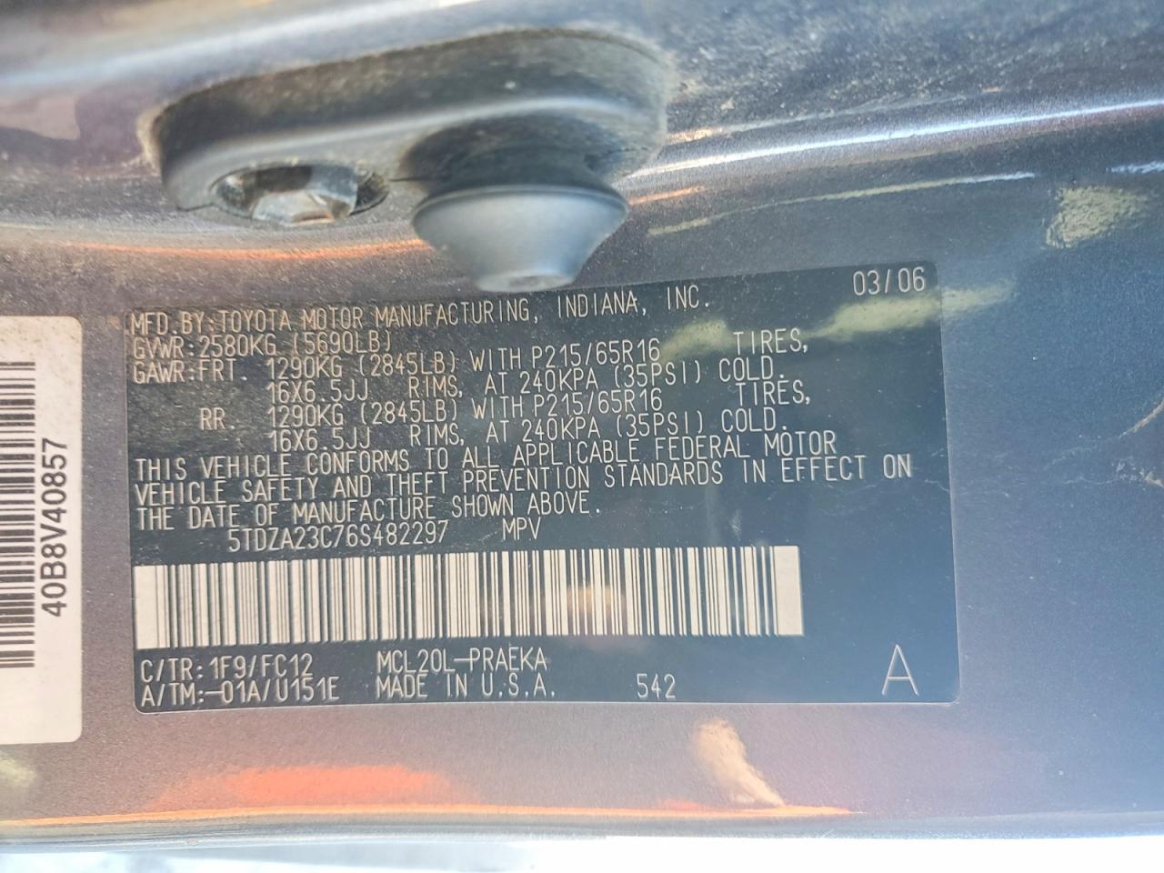 2006 Toyota Sienna Le 8 Passenger Gray vin: 5TDZA23C76S482297