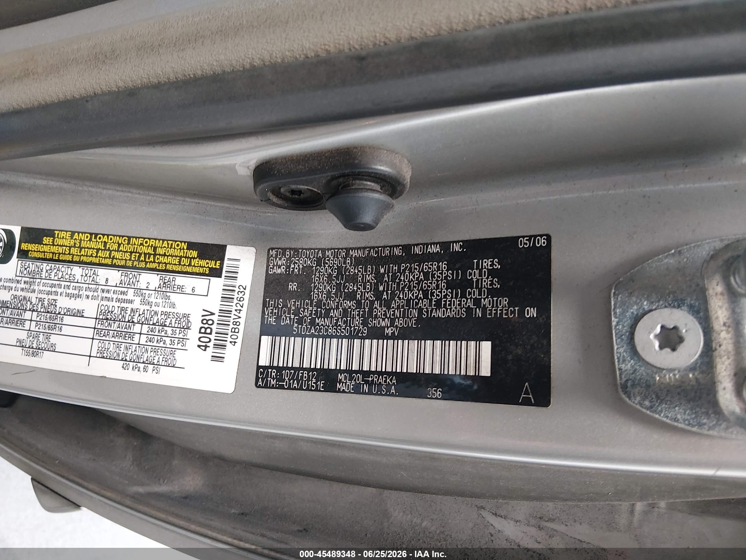 2006 Toyota Sienna Ce Tan vin: 5TDZA23C86S501729