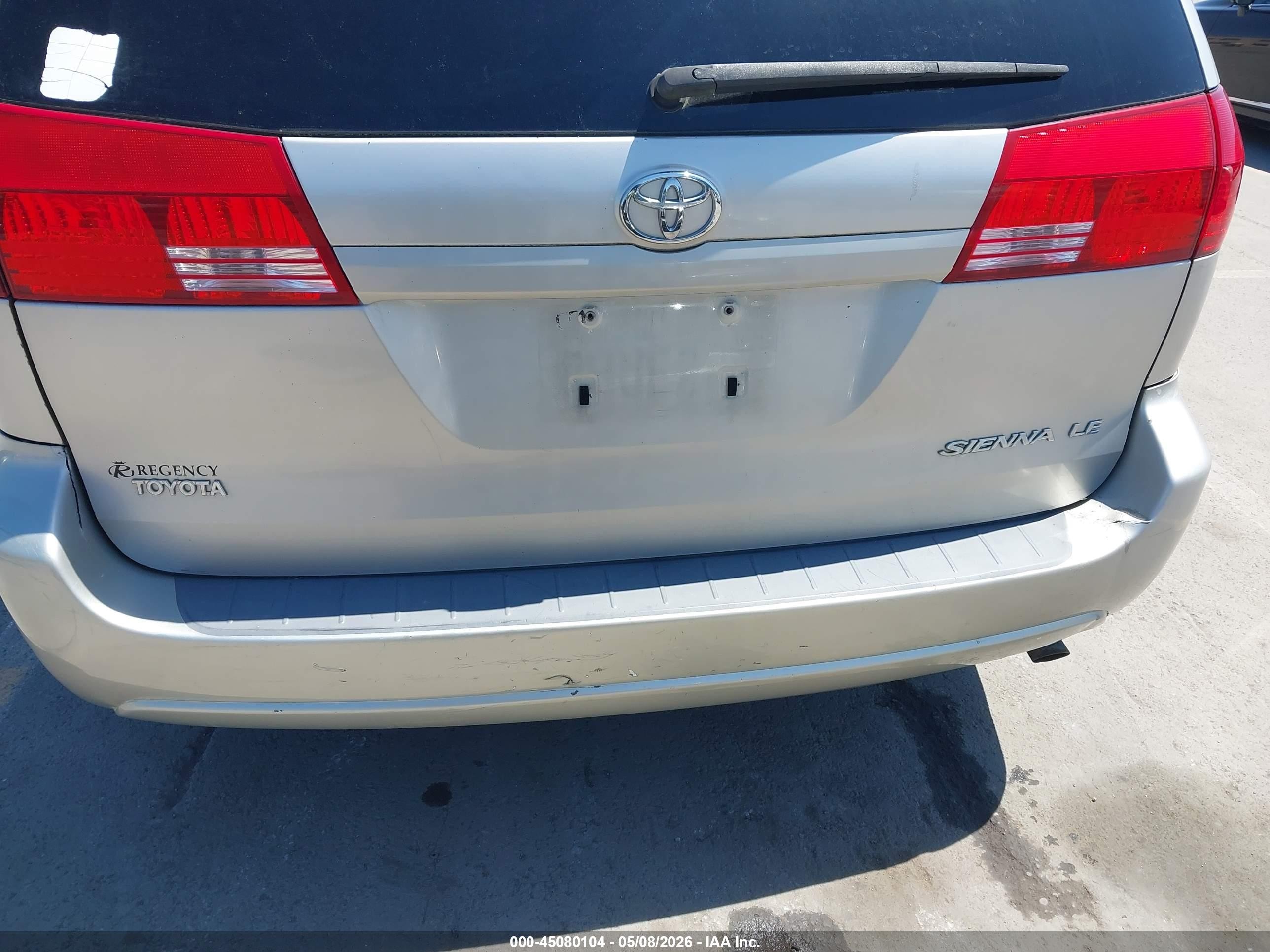 2004 Toyota Sienna Ce/le Silver vin: 5TDZA23C94S013323
