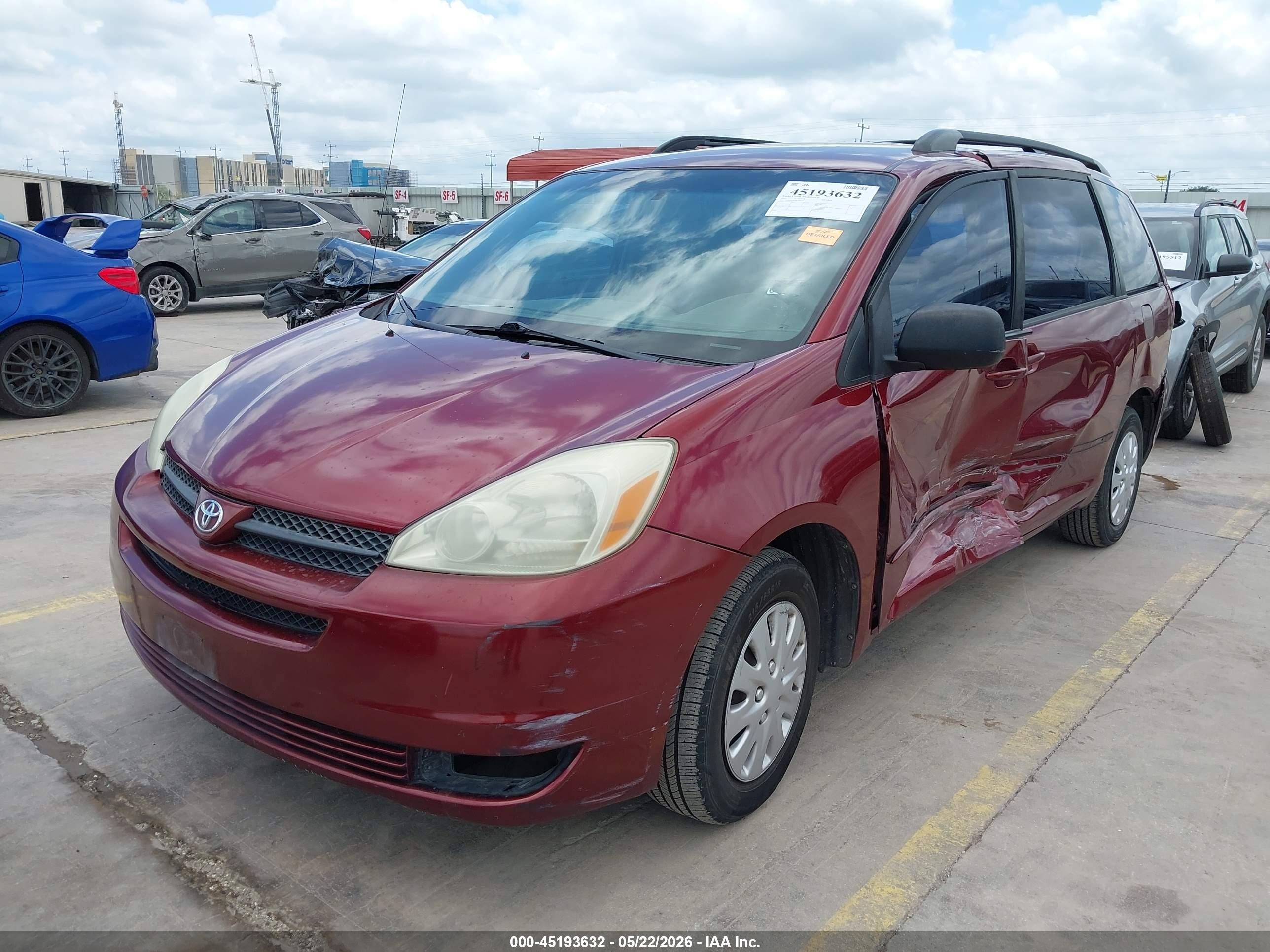 2005 Toyota Sienna Ce Темно-бордовый vin: 5TDZA23C95S226659