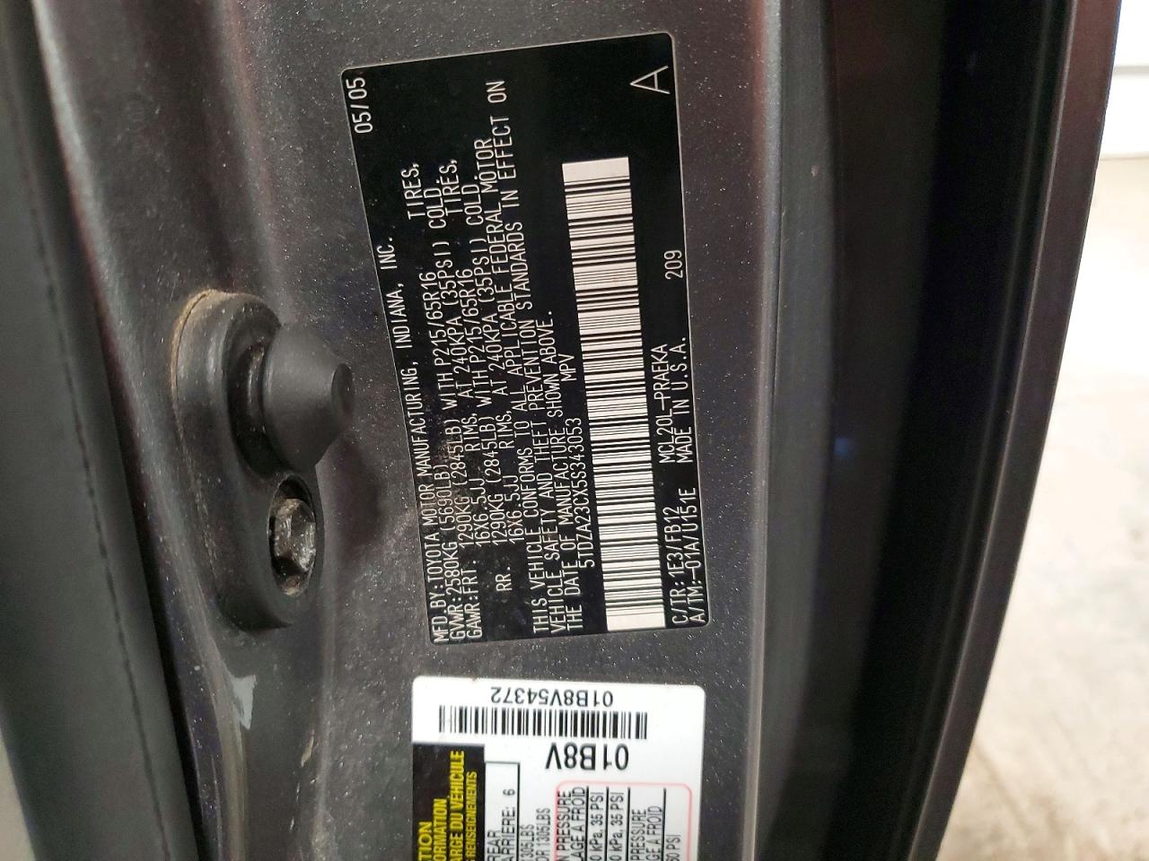 2005 Toyota Sienna Le 8 Passenger Серый vin: 5TDZA23CX5S343053
