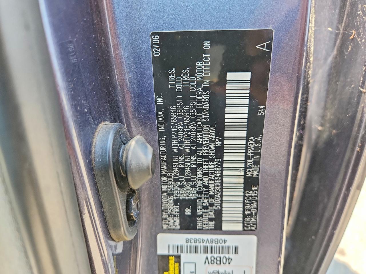 2006 Toyota Sienna Le 8 Passenger Серый vin: 5TDZA23CX6S468779