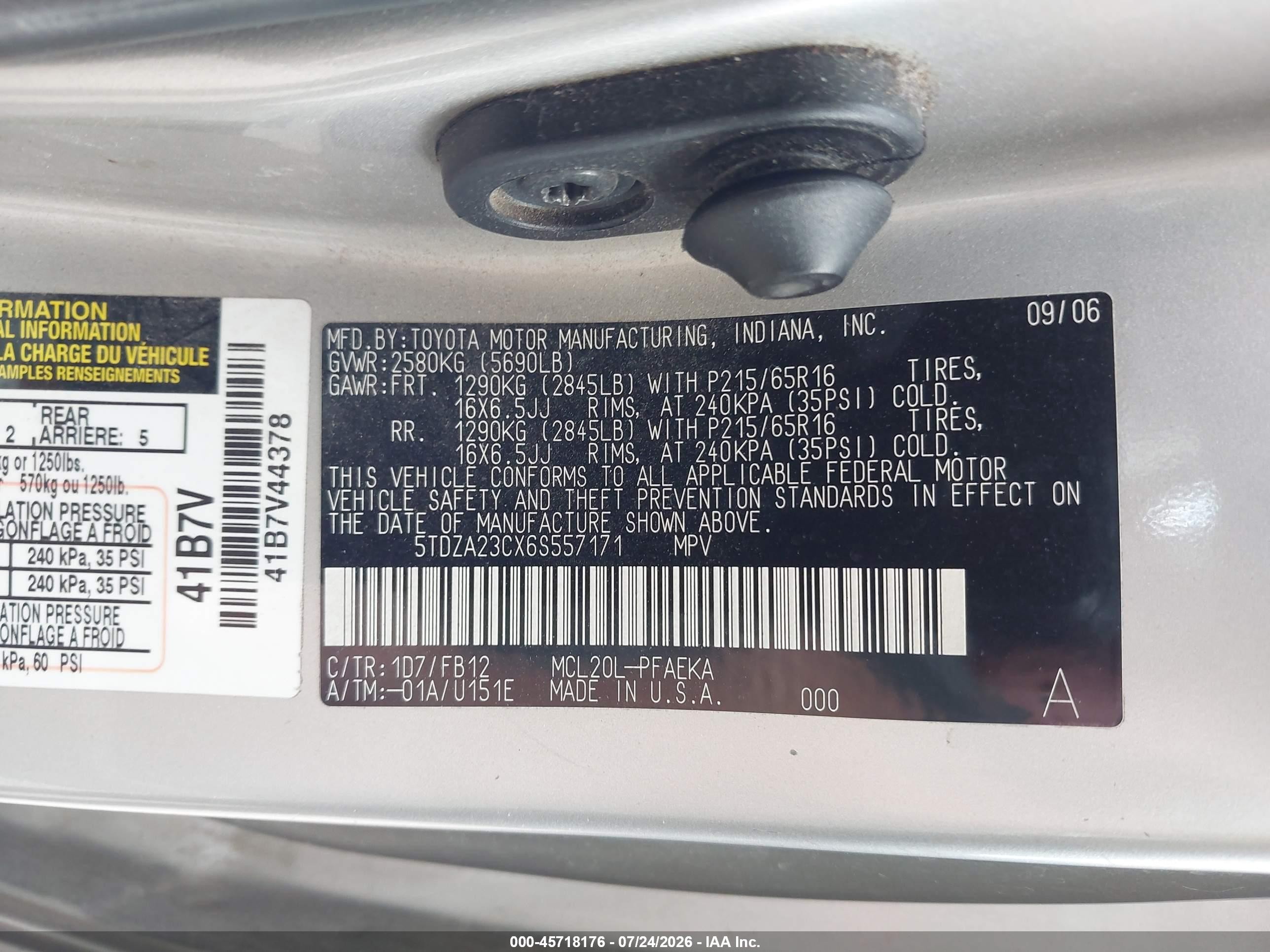 2006 Toyota Sienna Ce Серебряный vin: 5TDZA23CX6S557171