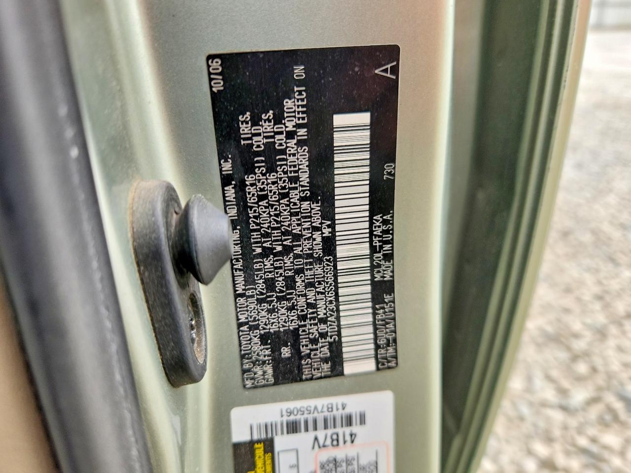 2006 Toyota Sienna Ce 7 Passenger Green vin: 5TDZA23CX6S566923
