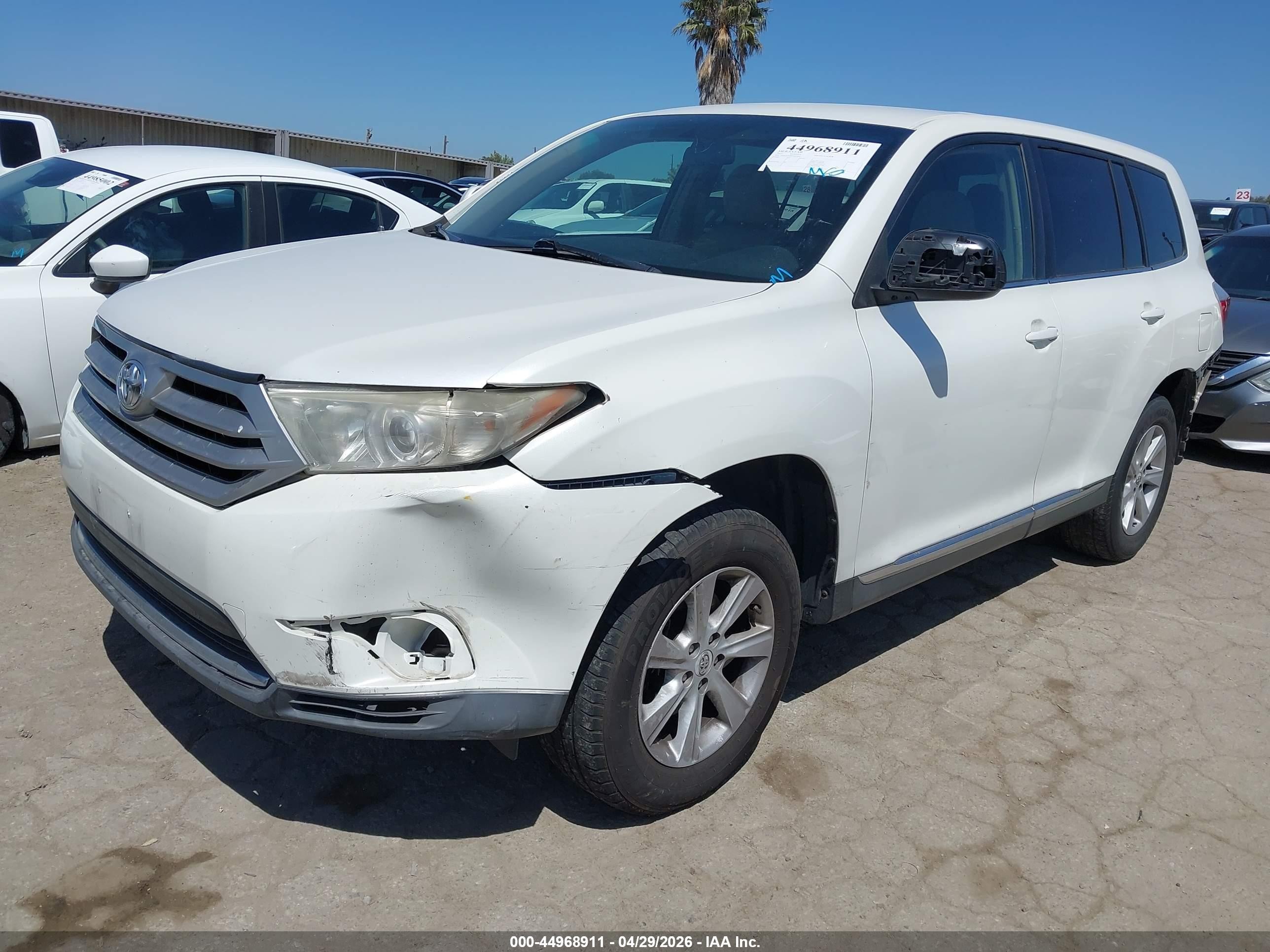 2012 Toyota Highlander   White vin: 5TDZA3EH0CS022666