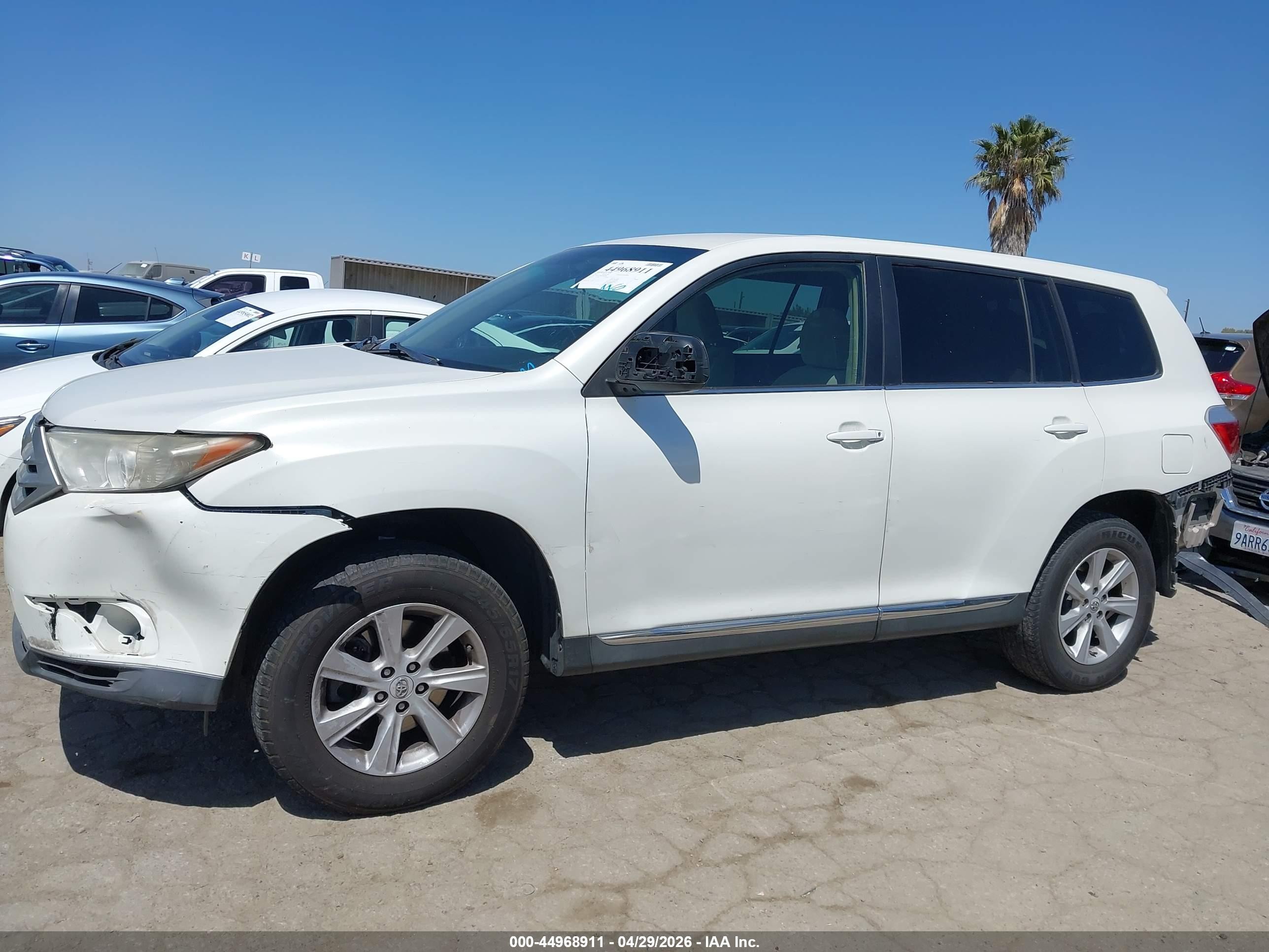 2012 Toyota Highlander   White vin: 5TDZA3EH0CS022666