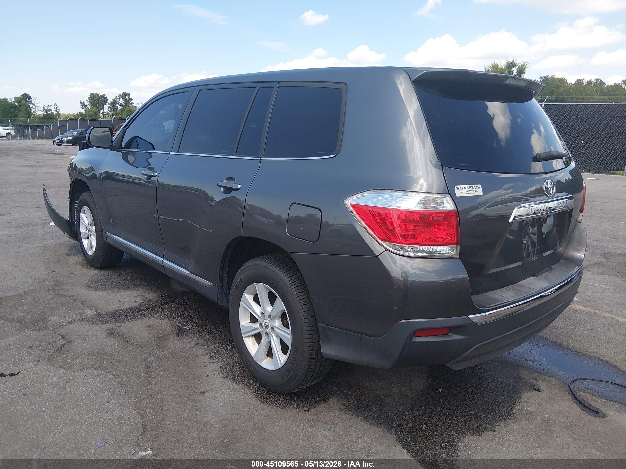 2013 Toyota Highlander   Gray vin: 5TDZA3EH0DS036357