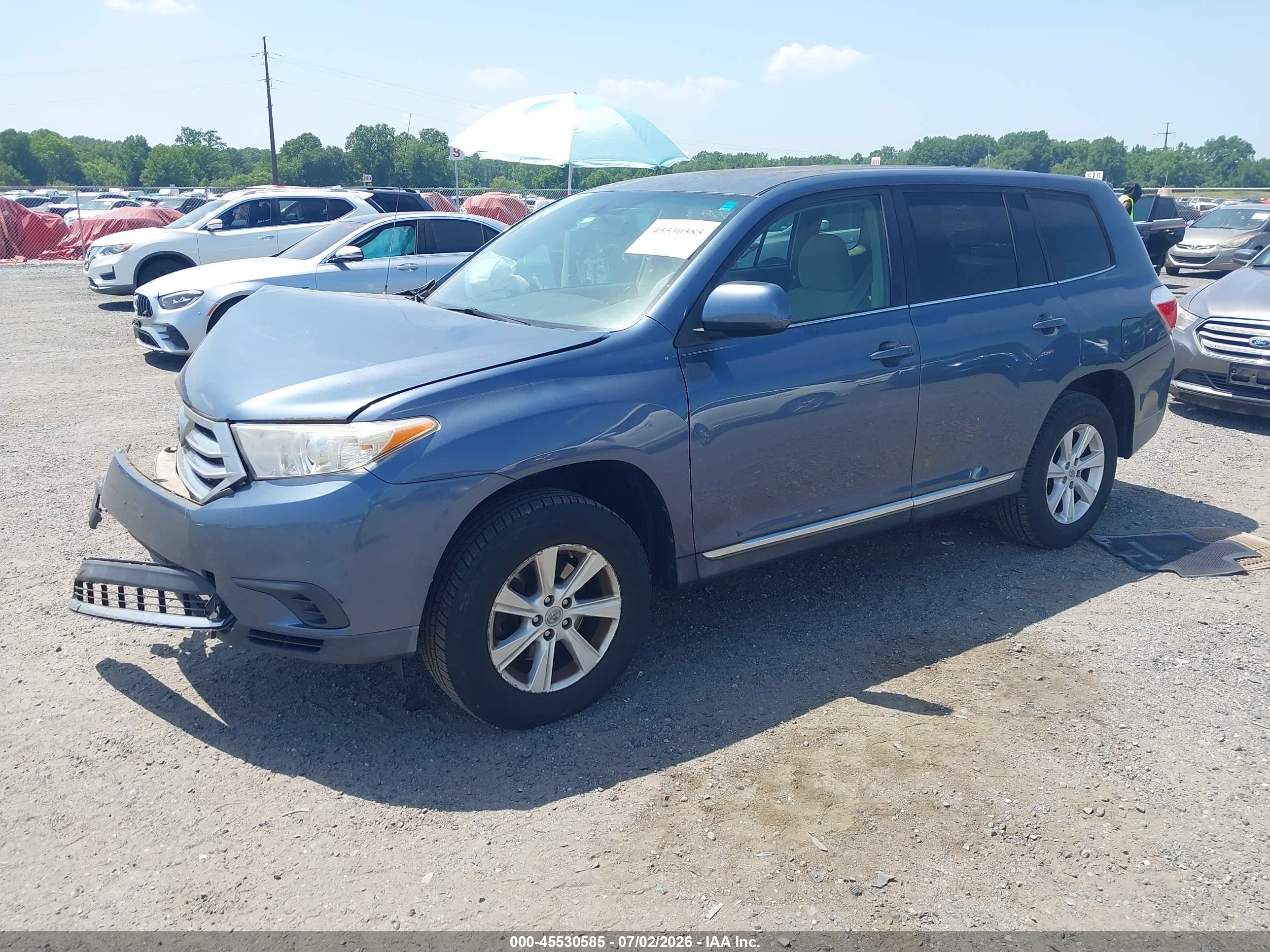 2012 Toyota Highlander Blue vin: 5TDZA3EH2CS019333