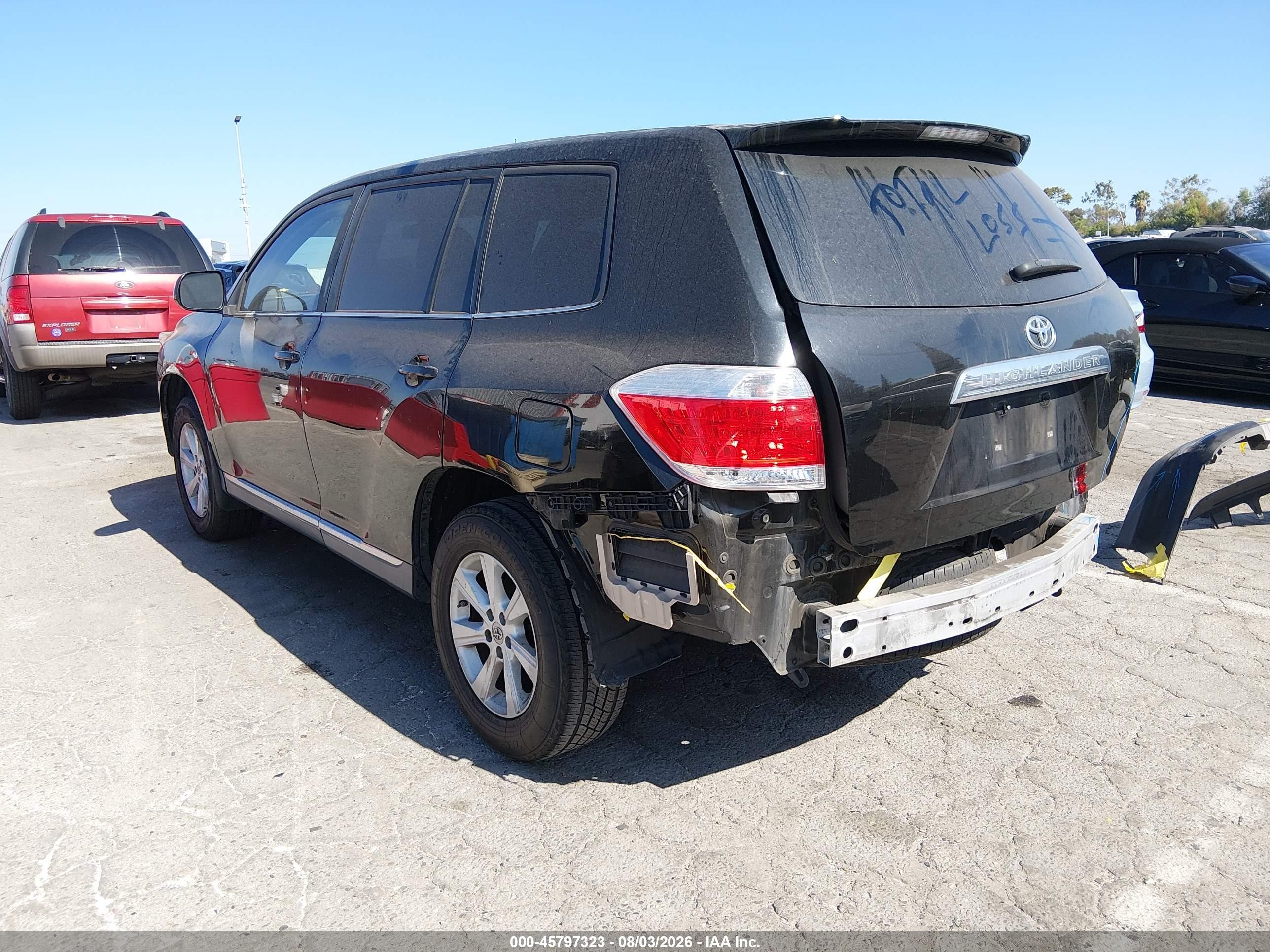 2012 Toyota Highlander   Black vin: 5TDZA3EH3CS019468