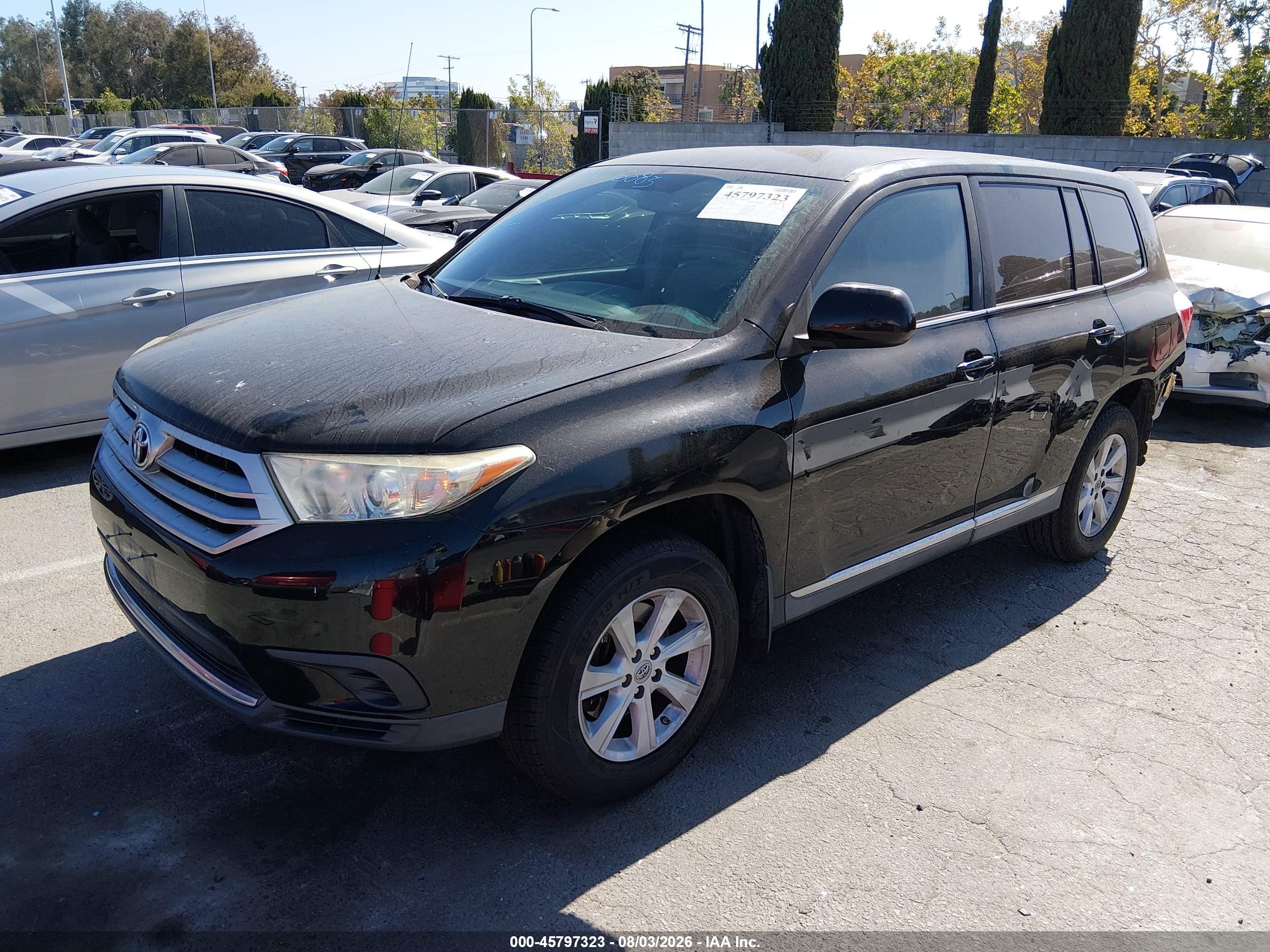2012 Toyota Highlander   Black vin: 5TDZA3EH3CS019468