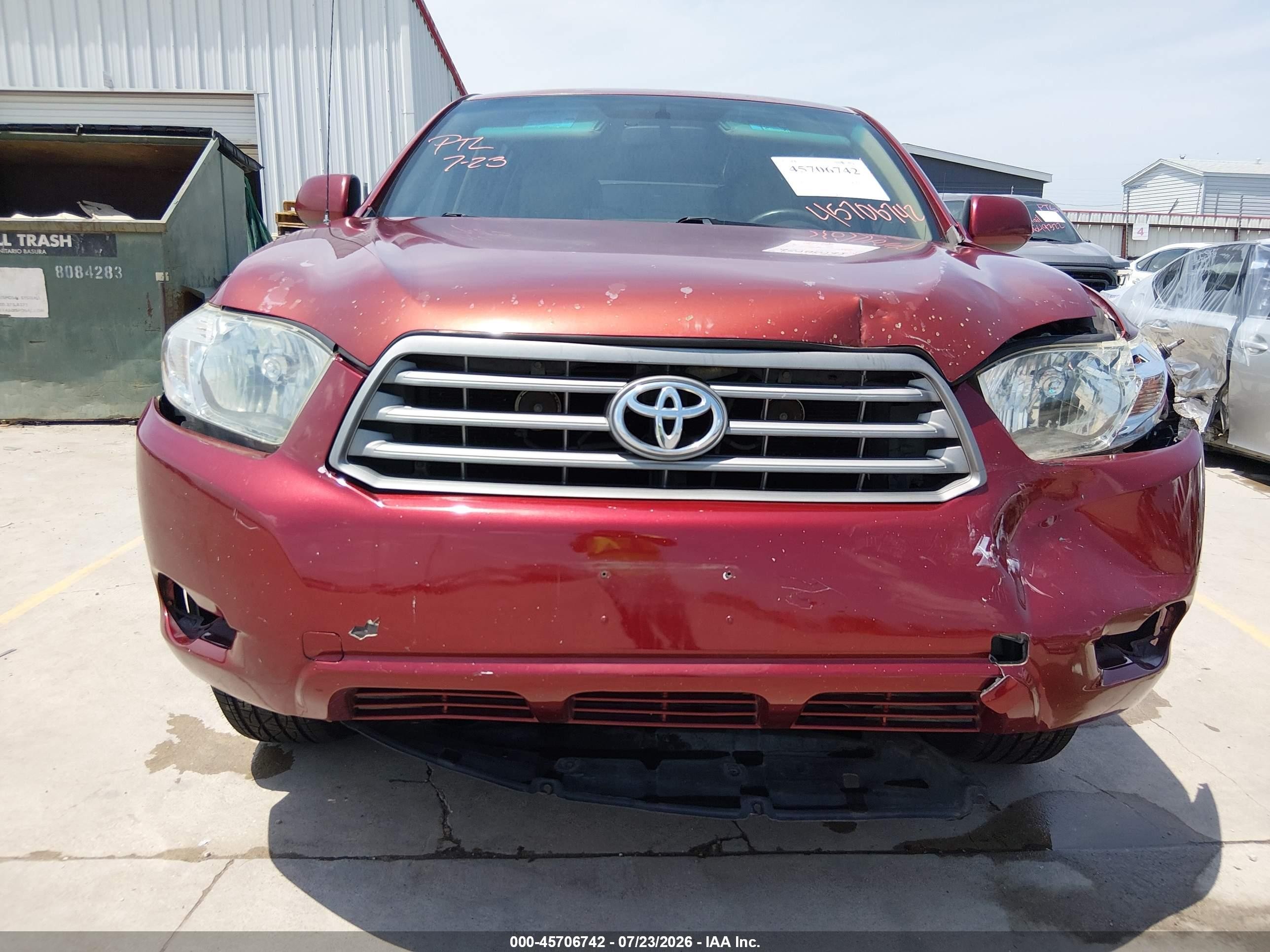 2010 Toyota Highlander Red vin: 5TDZA3EH6AS006162