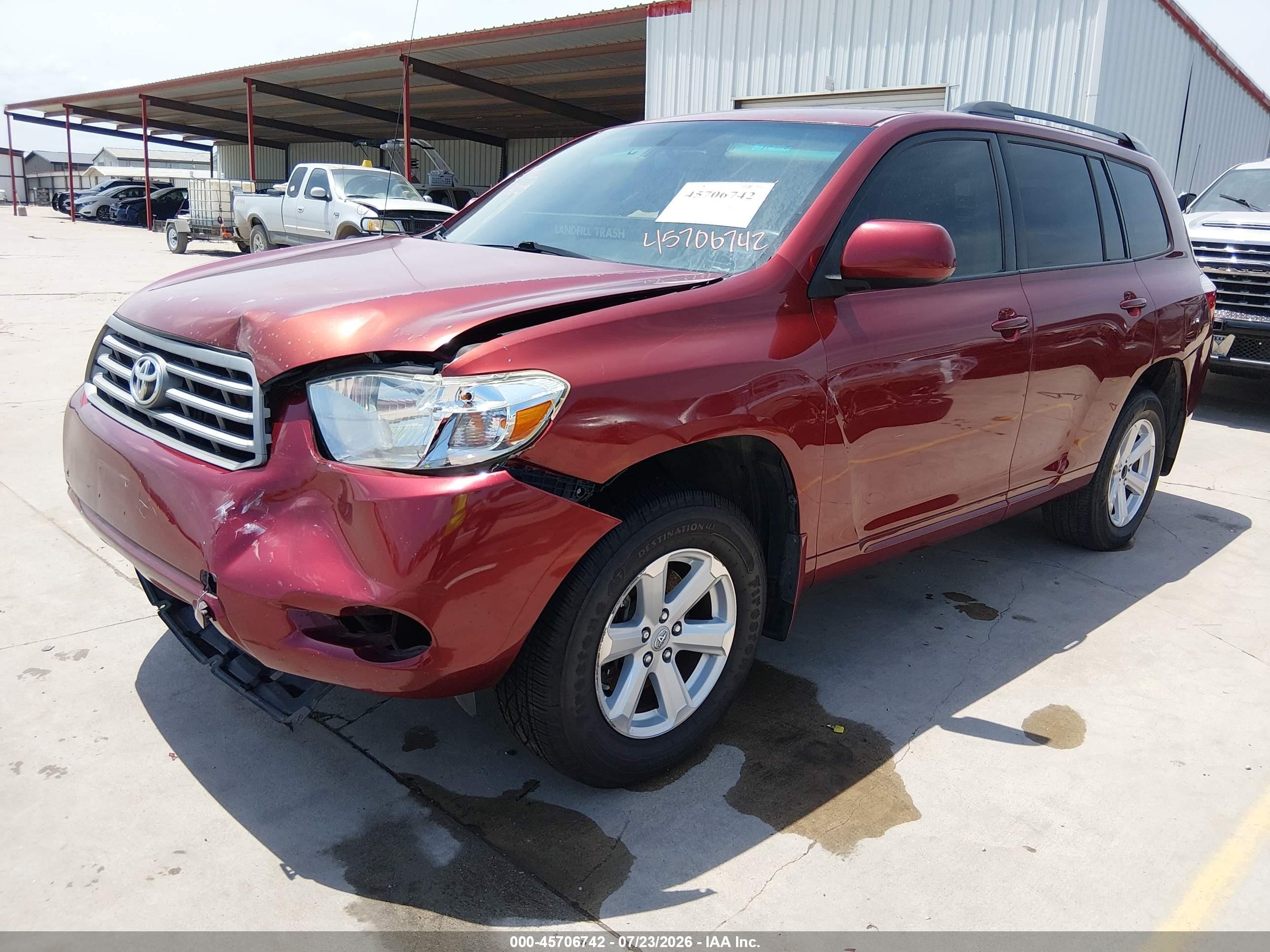 2010 Toyota Highlander Red vin: 5TDZA3EH6AS006162