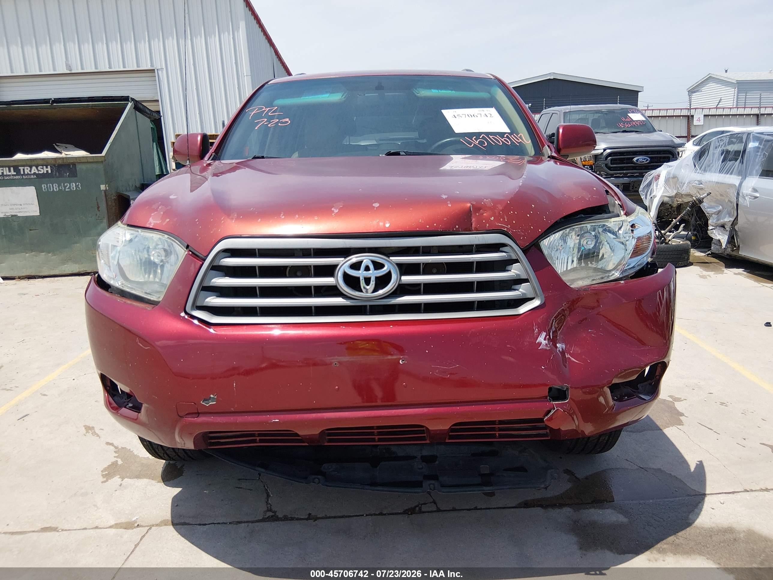 2010 Toyota Highlander Red vin: 5TDZA3EH6AS006162