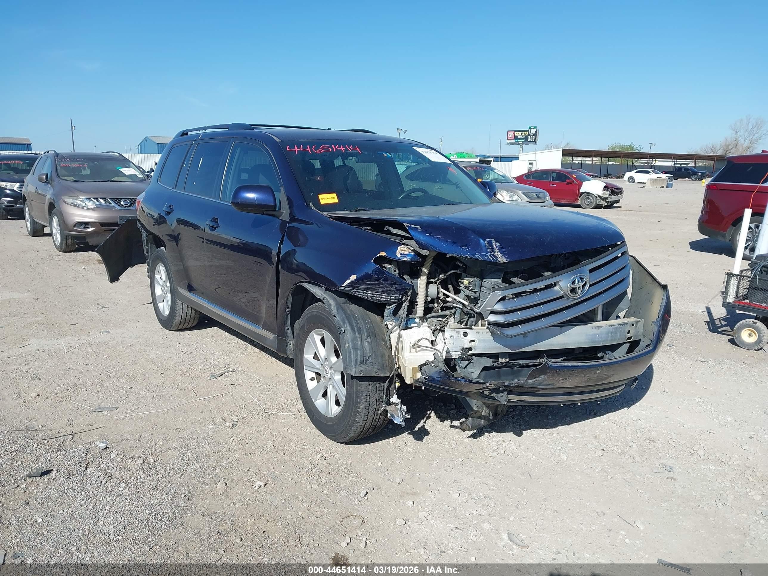 2012 Toyota Highlander   Blue vin: 5TDZA3EH7CS022700
