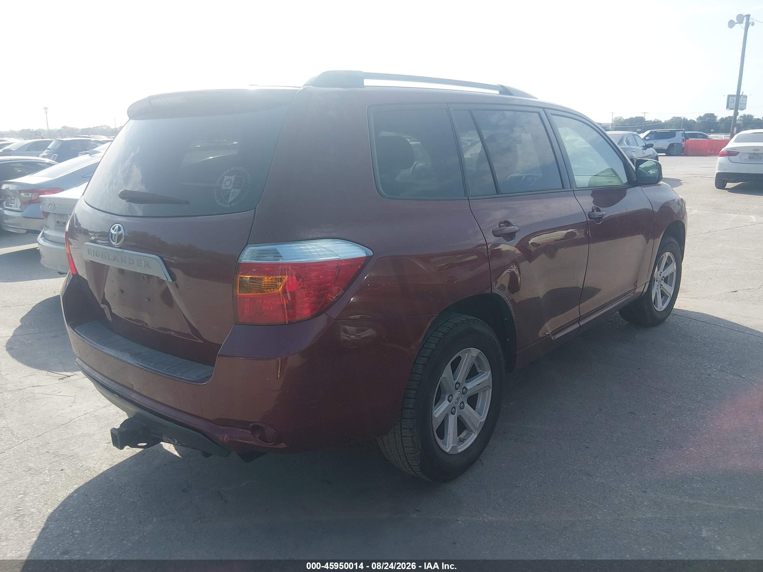 2010 Toyota Highlander   Бордовый vin: 5TDZA3EH8AS003022