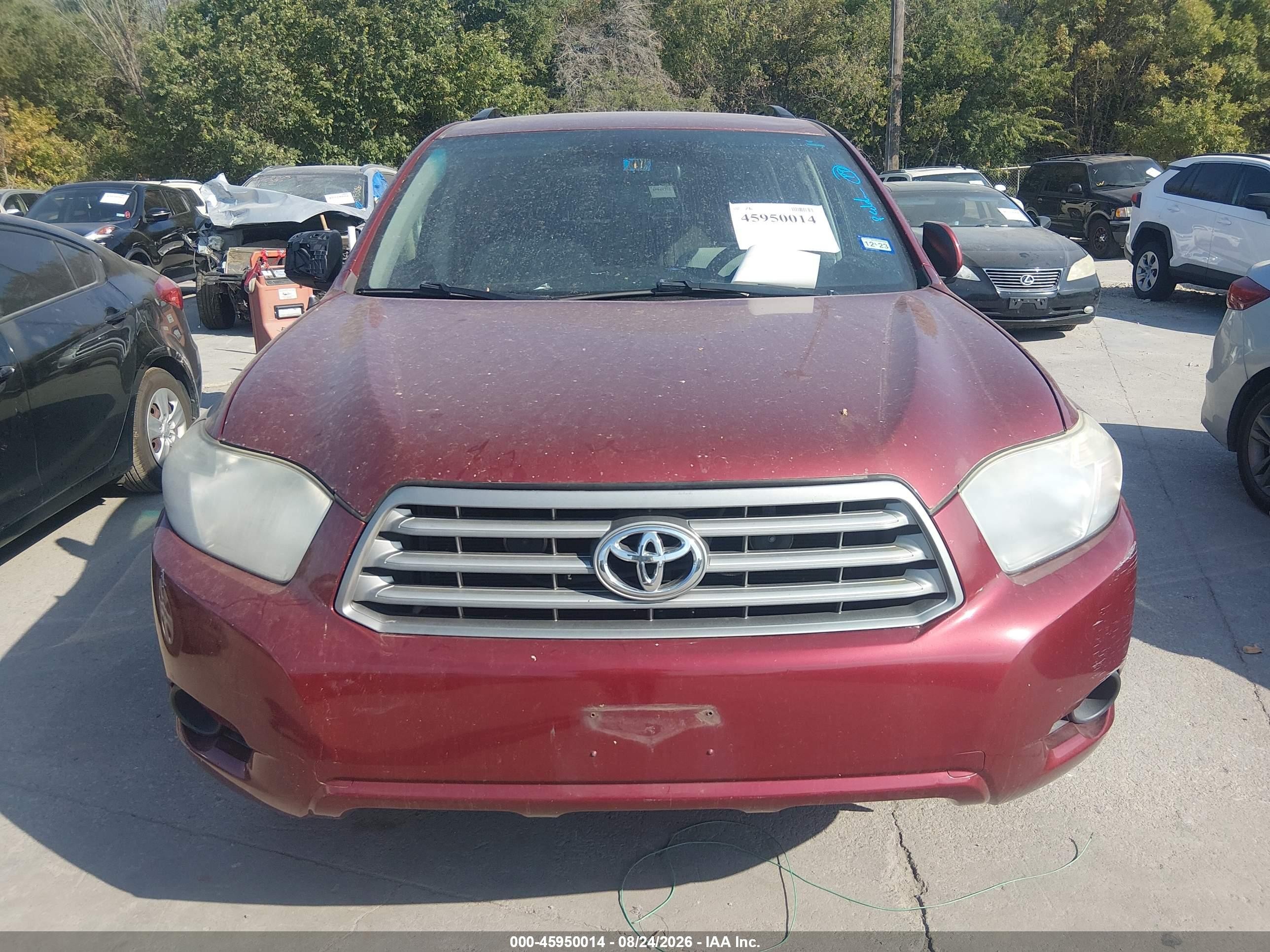 2010 Toyota Highlander   Бордовый vin: 5TDZA3EH8AS003022