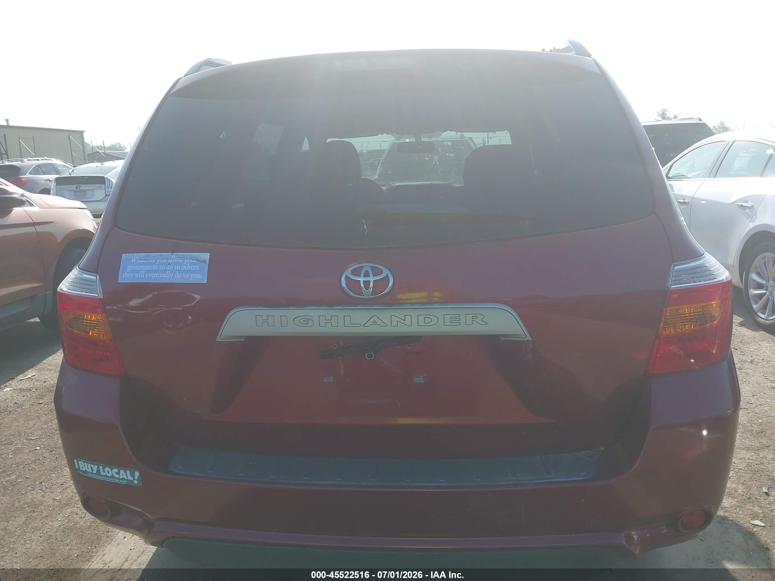 2010 Toyota Highlander   Бордовый vin: 5TDZA3EH8AS005000