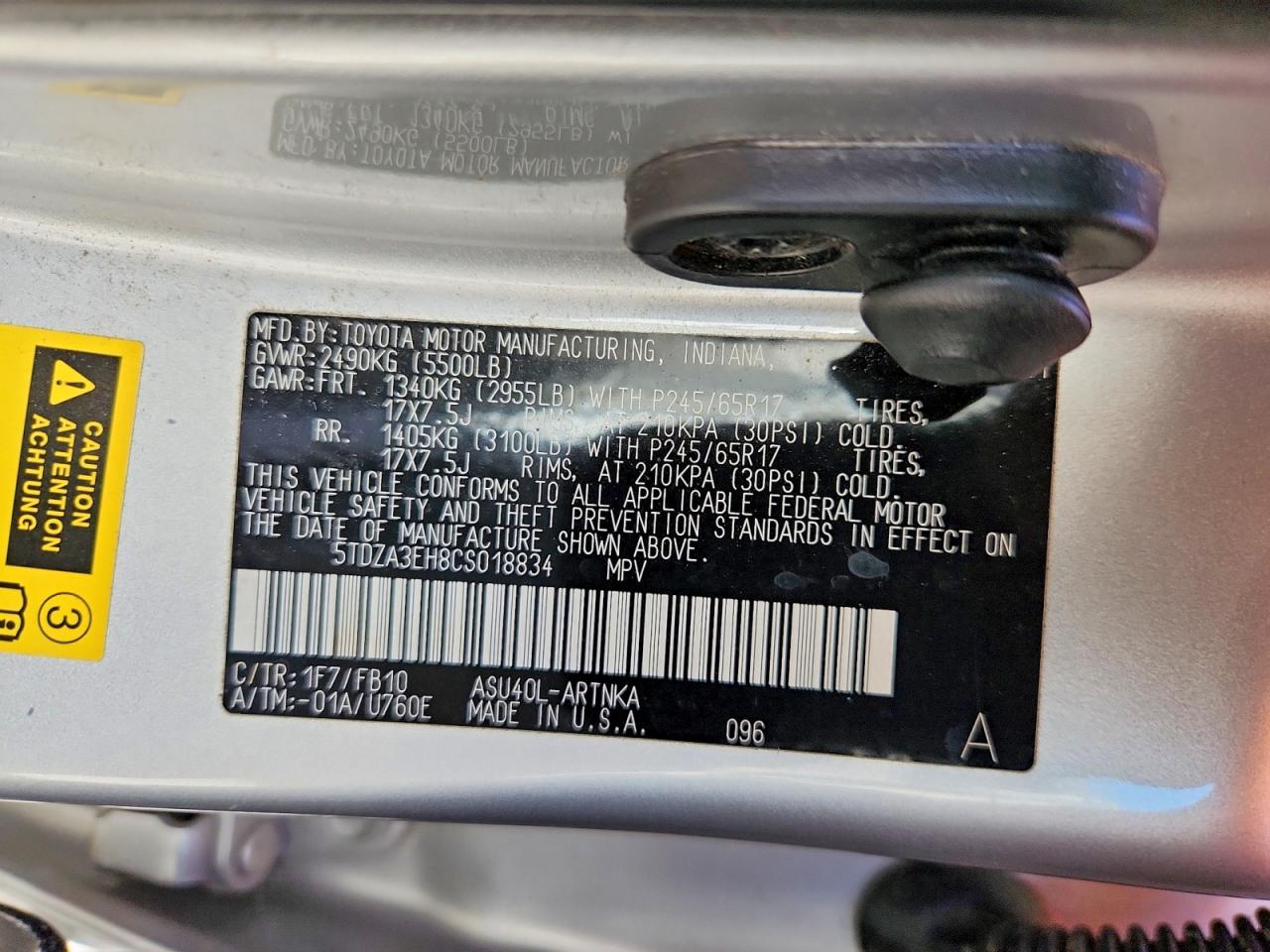 2012 Toyota Highlander Base Silver vin: 5TDZA3EH8CS018834