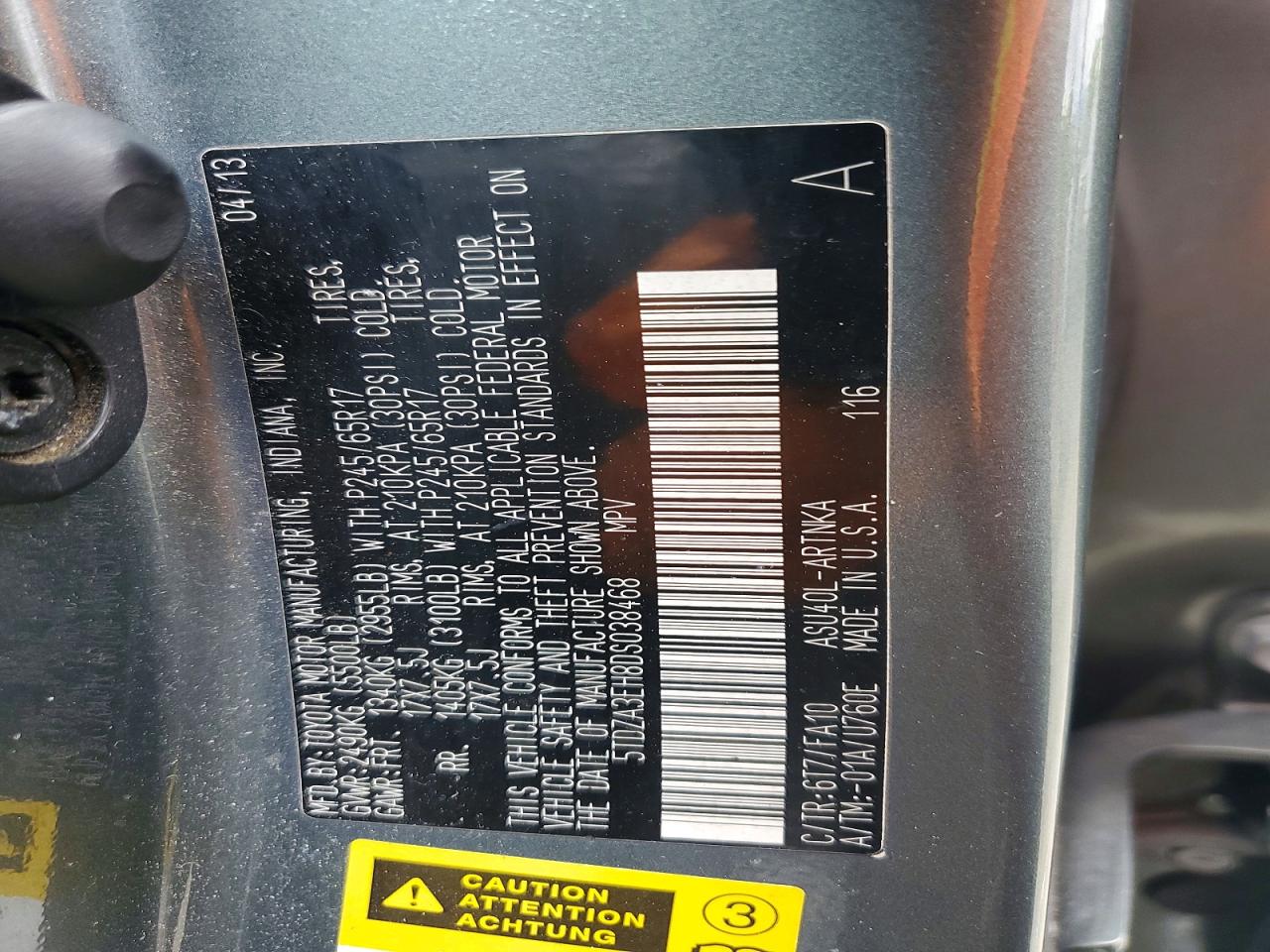 2013 Toyota Highlander Plus Серый vin: 5TDZA3EH8DS038468