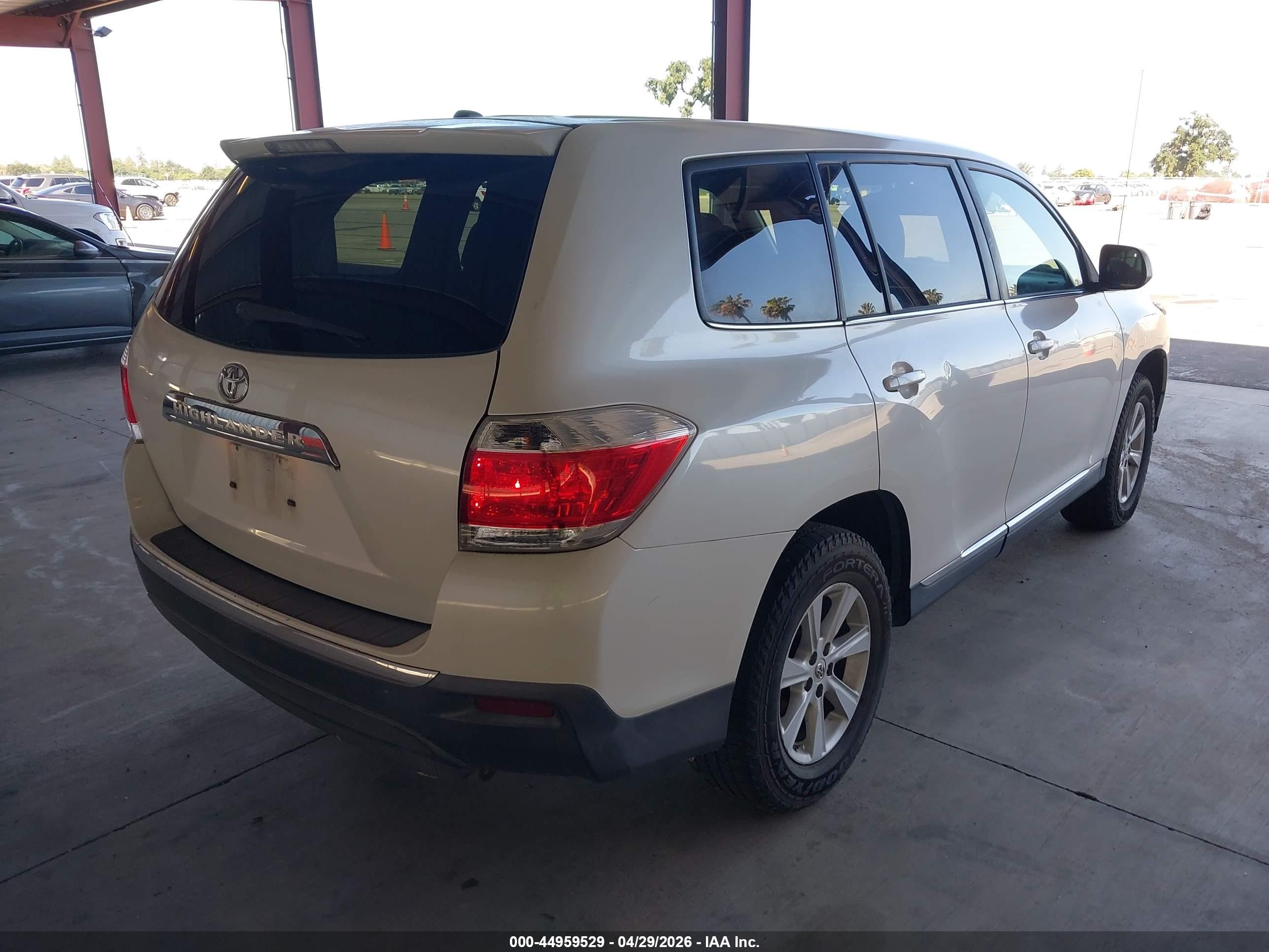 2012 Toyota Highlander   White vin: 5TDZA3EHXCS023176