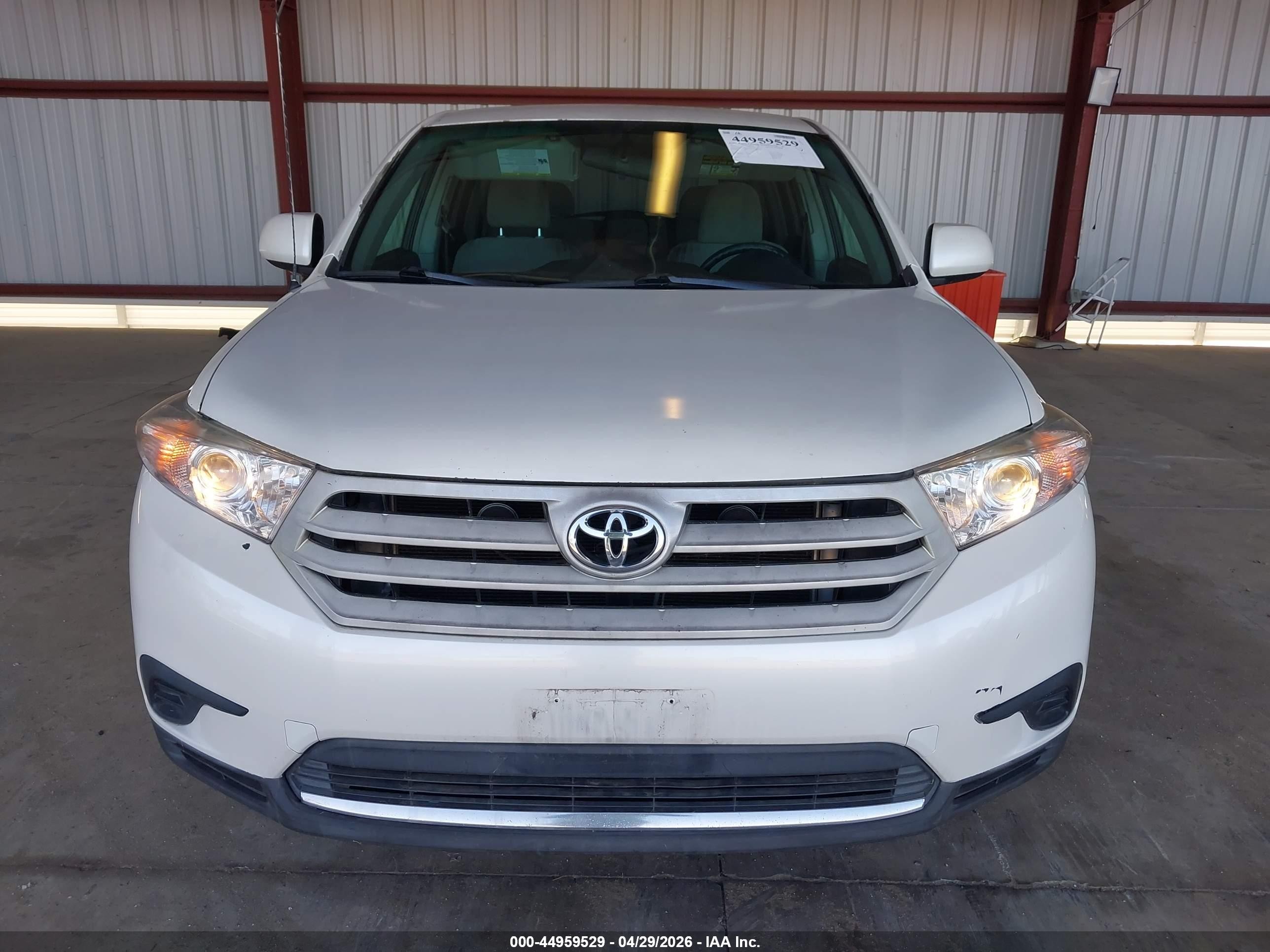 2012 Toyota Highlander   White vin: 5TDZA3EHXCS023176