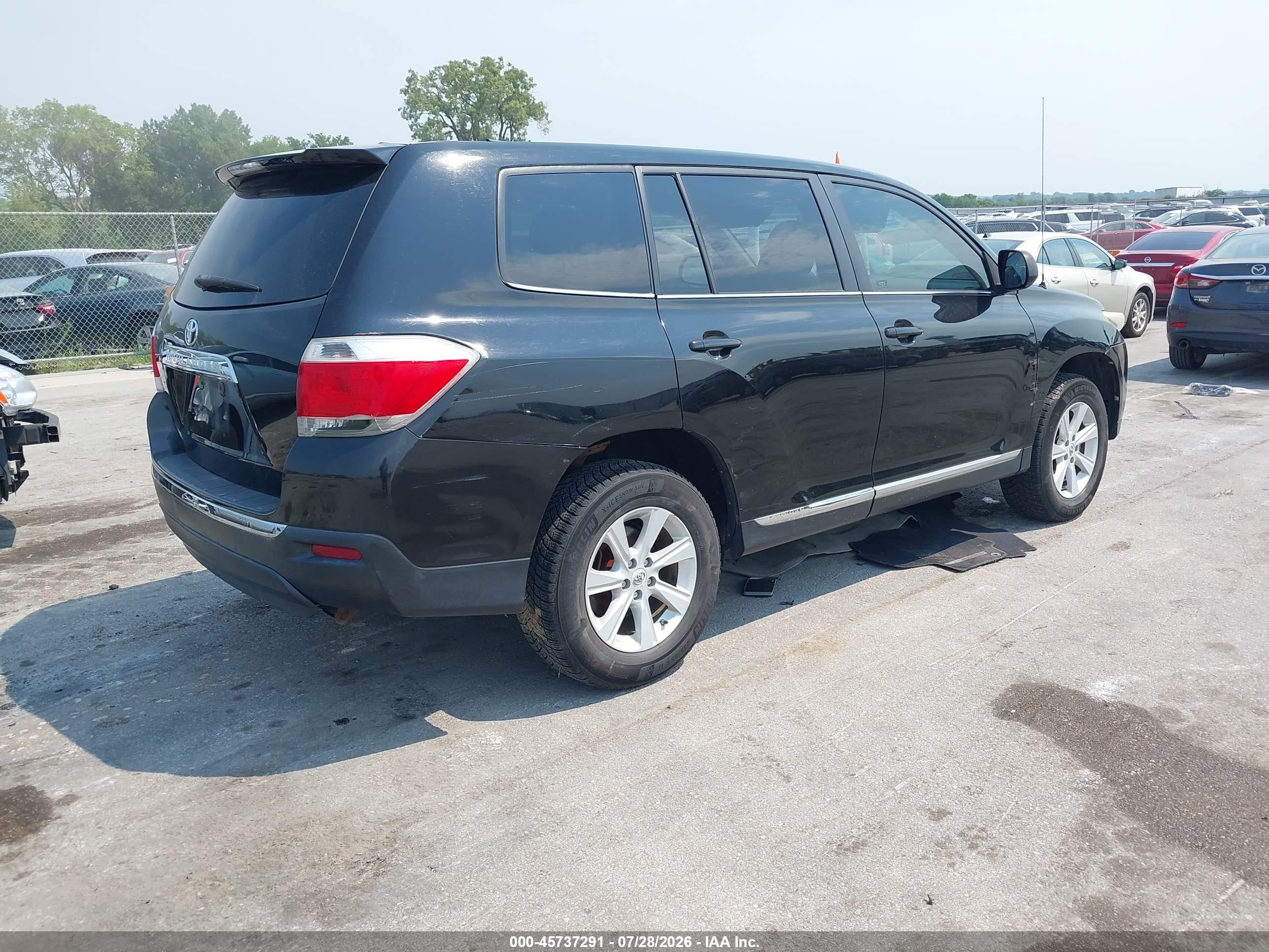 2012 Toyota Highlander   Black vin: 5TDZA3EHXCS025848