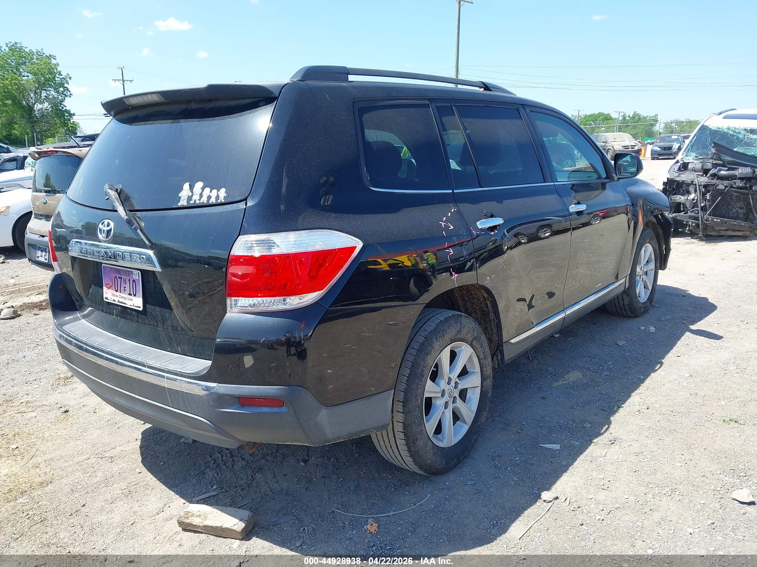 2012 Toyota Highlander   Black vin: 5TDZA3EHXCS026711