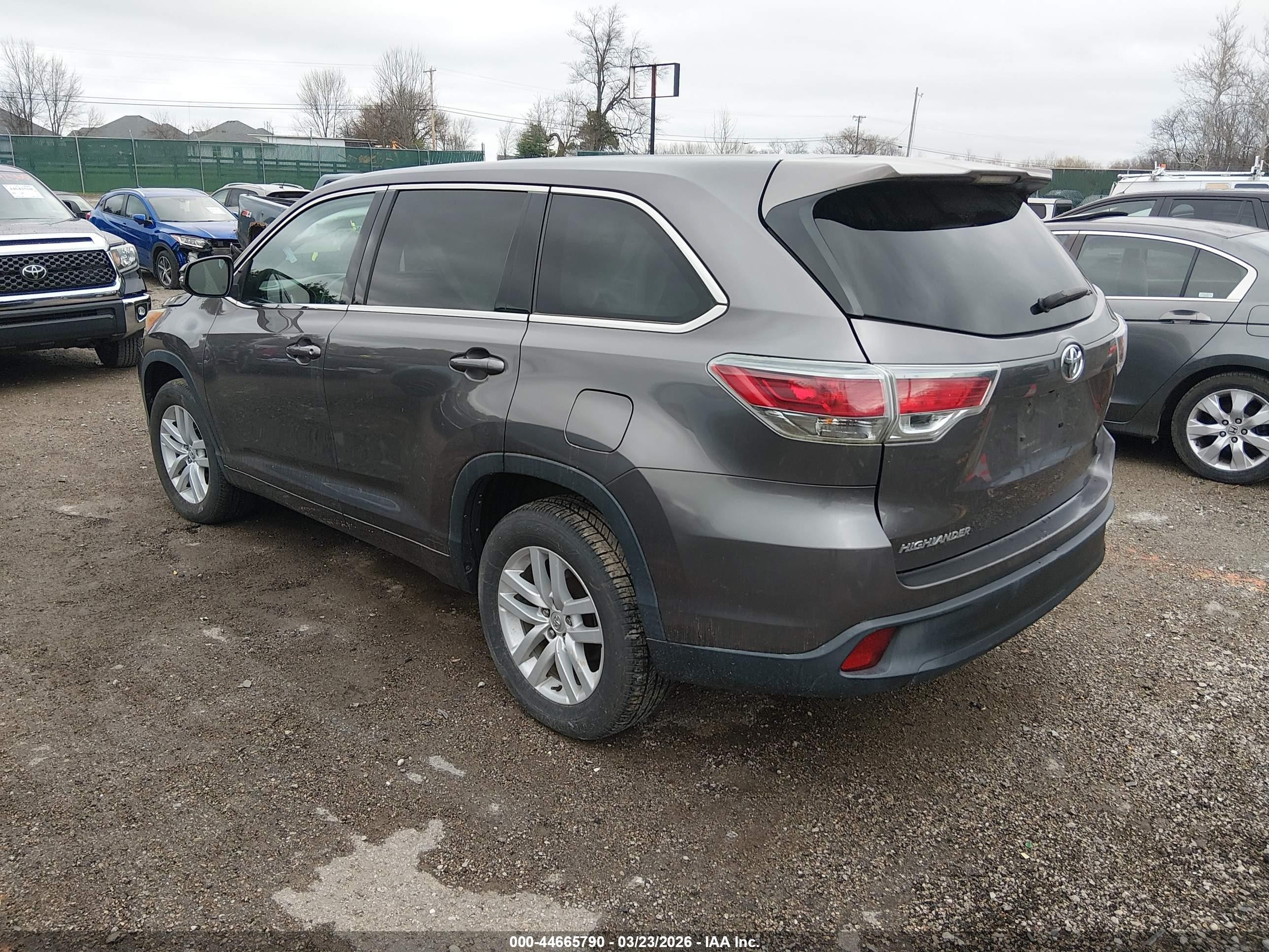 2014 Toyota Highlander Le Gray vin: 5TDZARFH0ES008609