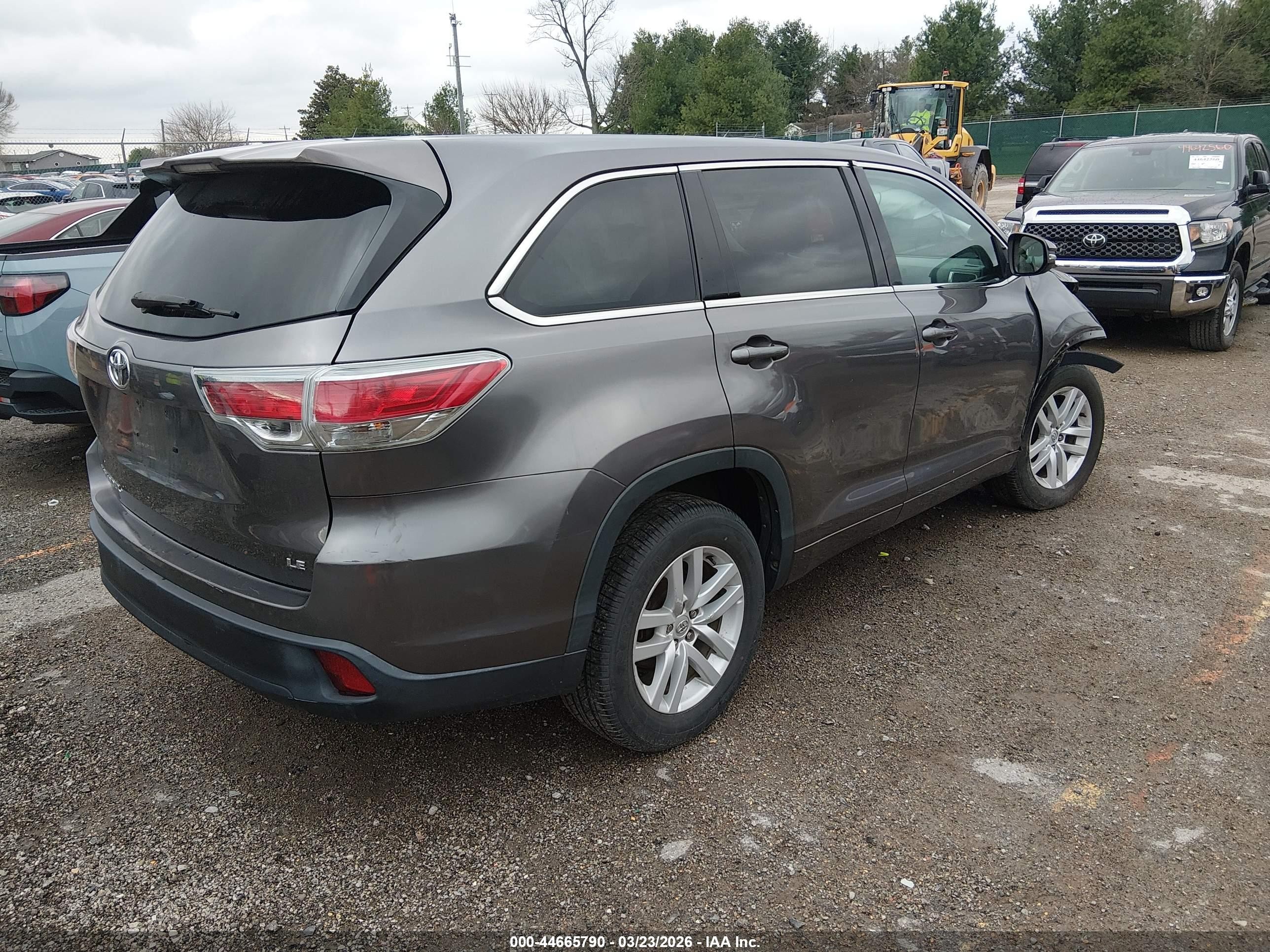 2014 Toyota Highlander Le Gray vin: 5TDZARFH0ES008609